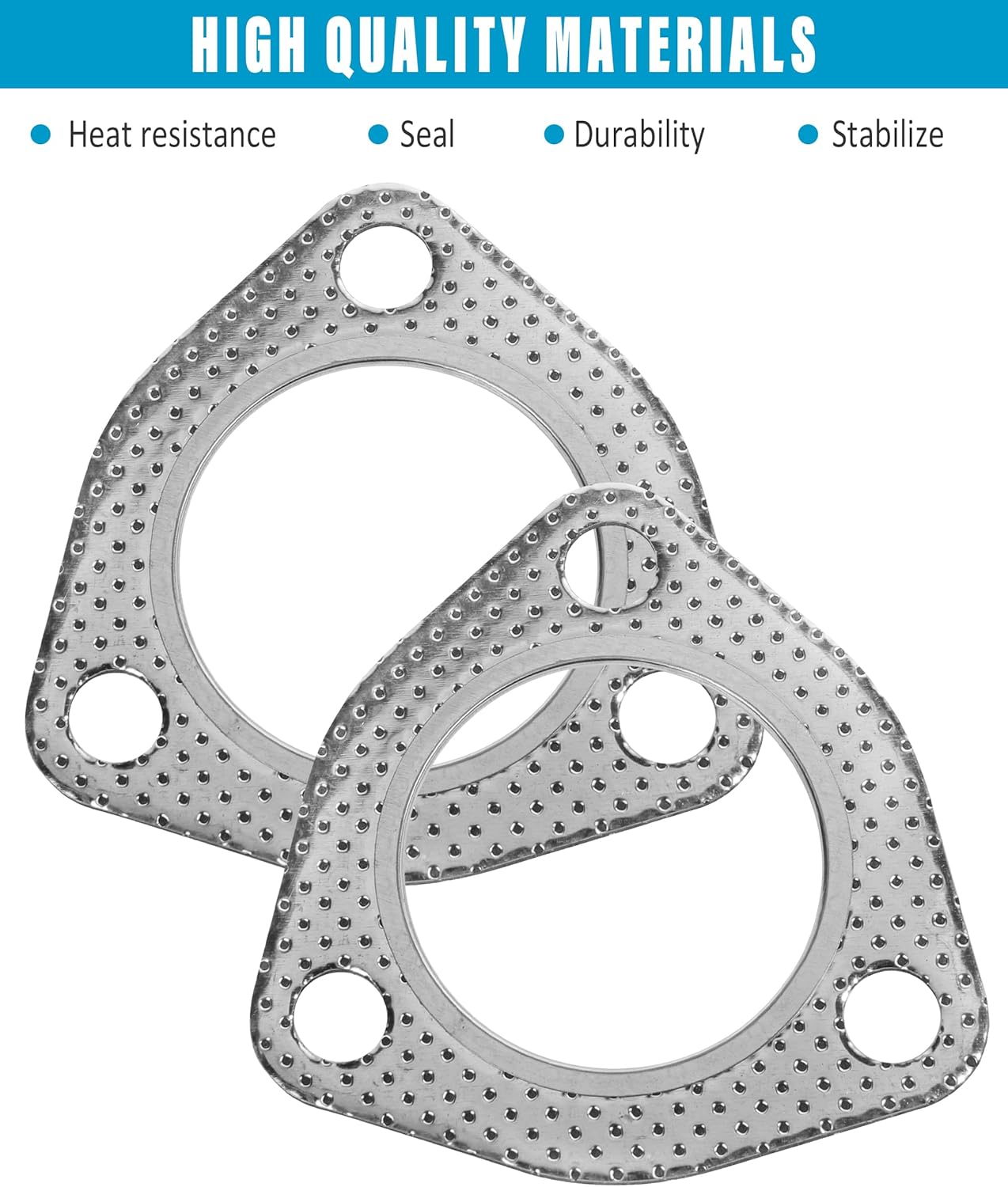 2 juntas de escape, junta de tubo de escape, 3 pernos MLSG de alta temperatura de 3 pulgadas con anillo de fuego SS, accesorios de automóvil, junta