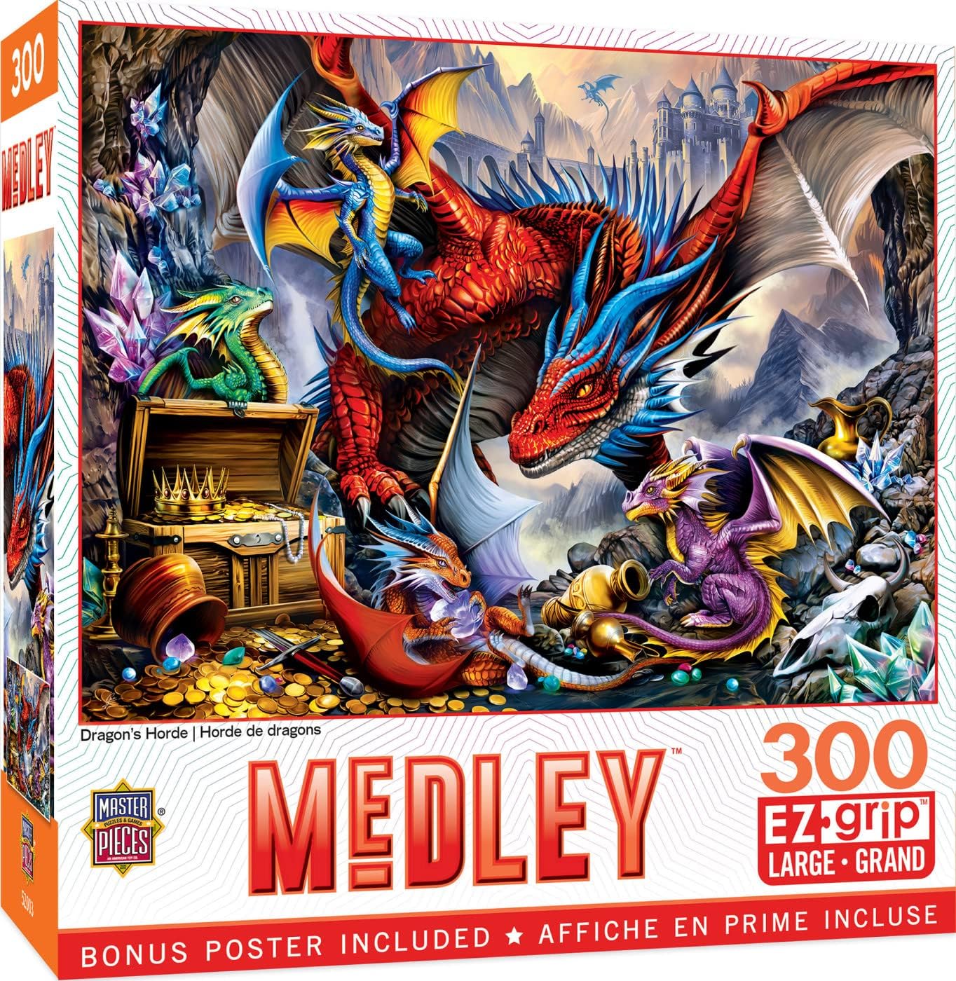 MasterPieces Rompecabezas EZ Grip de 300 piezas  Horda del Dragón  18 x 24 pulgadas