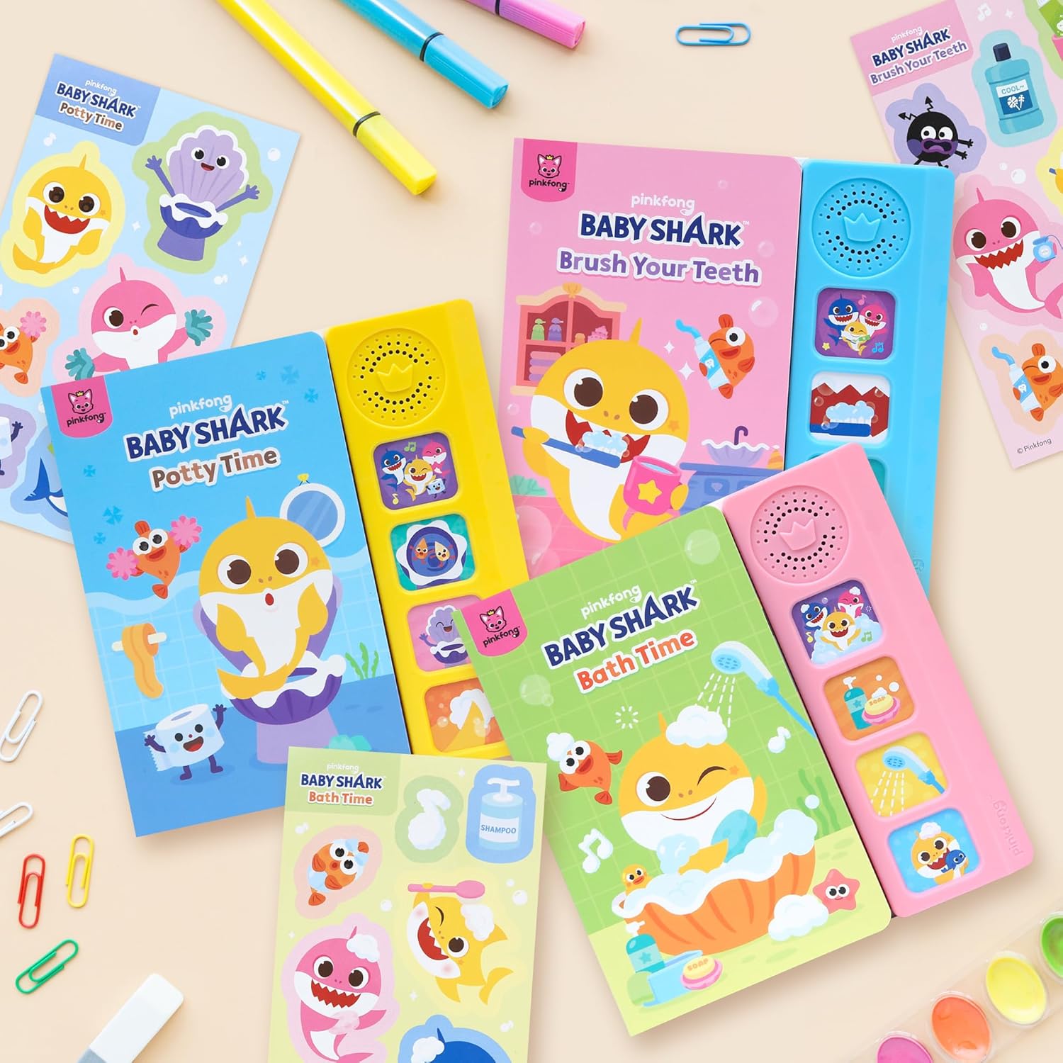 Pinkfong Juego de libros de sonido de hábitos saludables de Baby Shark