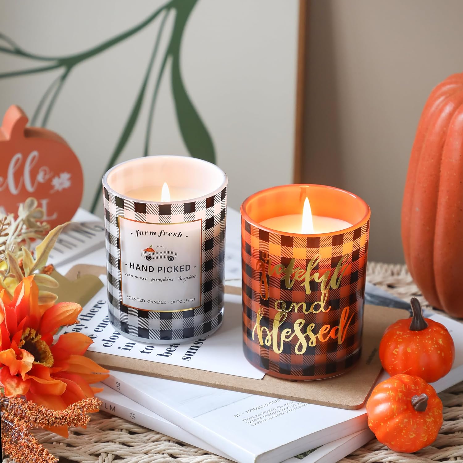 Vela perfumada de calabaza, regalo de otoño y Halloween, 10 onzas, vela en tarro de cera de soja para camión, vela prémium para el hogar (camión)