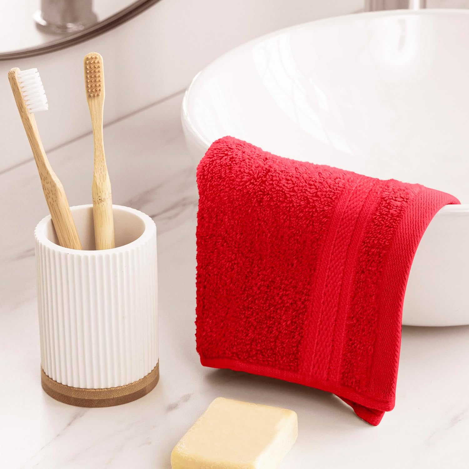 Towel and Linen Mart – Juego de 4 paños de lavado, 100% algodón, lujosas, altamente absorbentes y suaves al tacto, perfectas para el uso diario (12