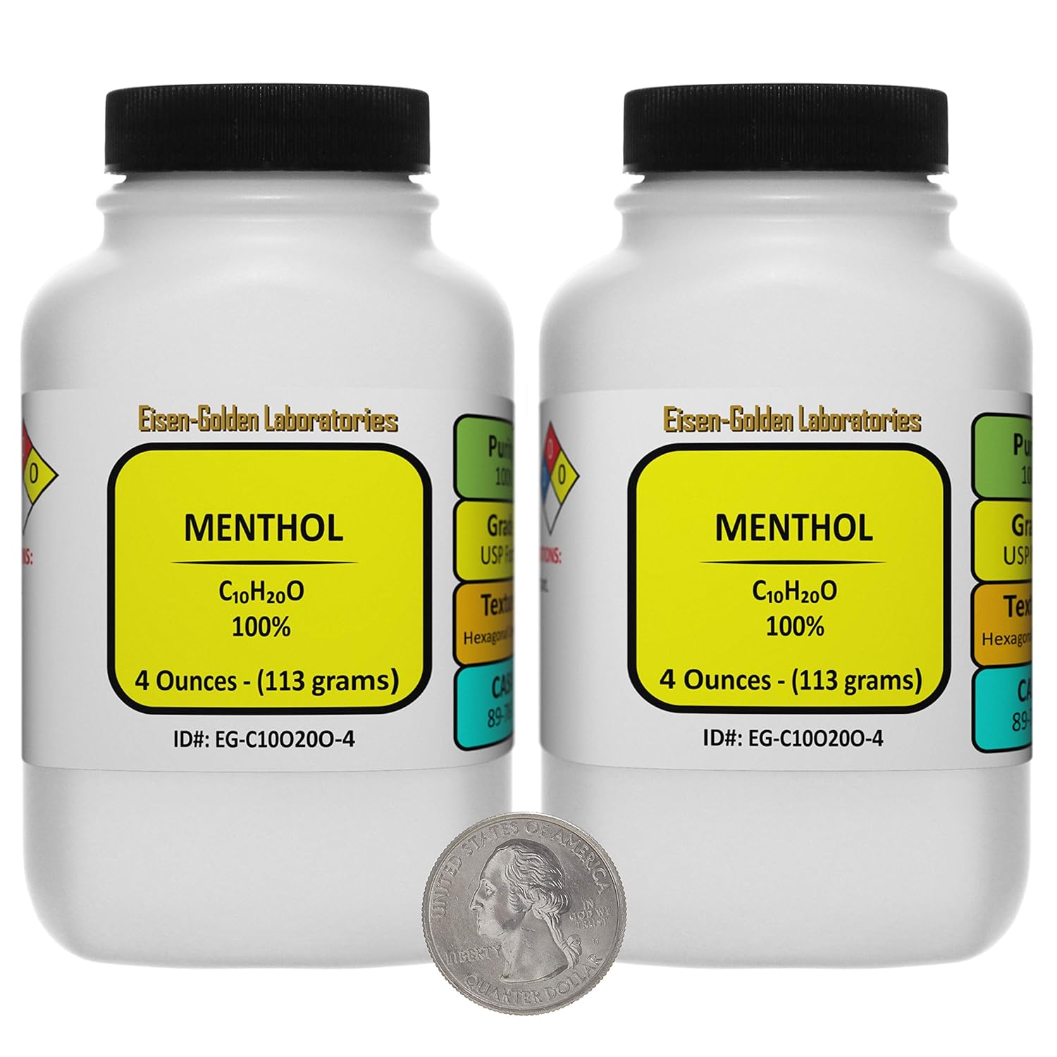 Mentol C10H20O Cristales 100% USP de grado alimenticio de 8 onzas en dos botellas