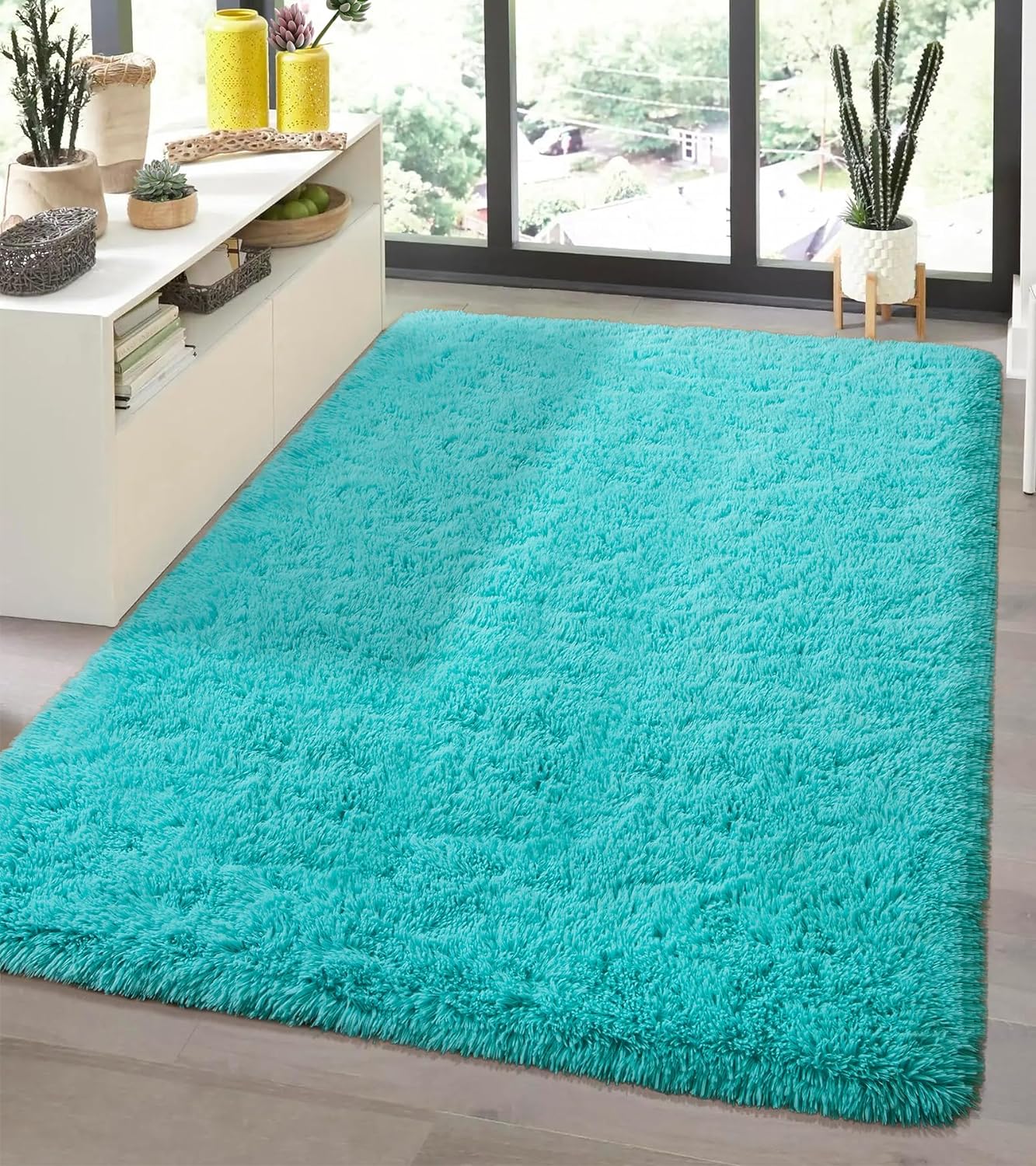 Andecor – Alfombra suave y mullida de 4 x 5.9 pies para la decoración del hogar, para el suelo, dormitorio, sala de estar, residencia universitaria,