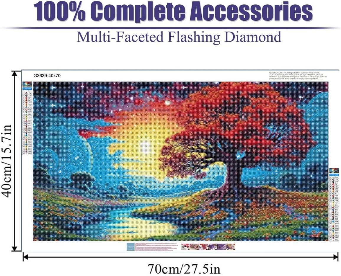 pchmcu Árbol de pintura de diamantes 5D, kit de pintura de diamantes grandes para adultos, arte de diamantes de imitación de cristal de diamantes de