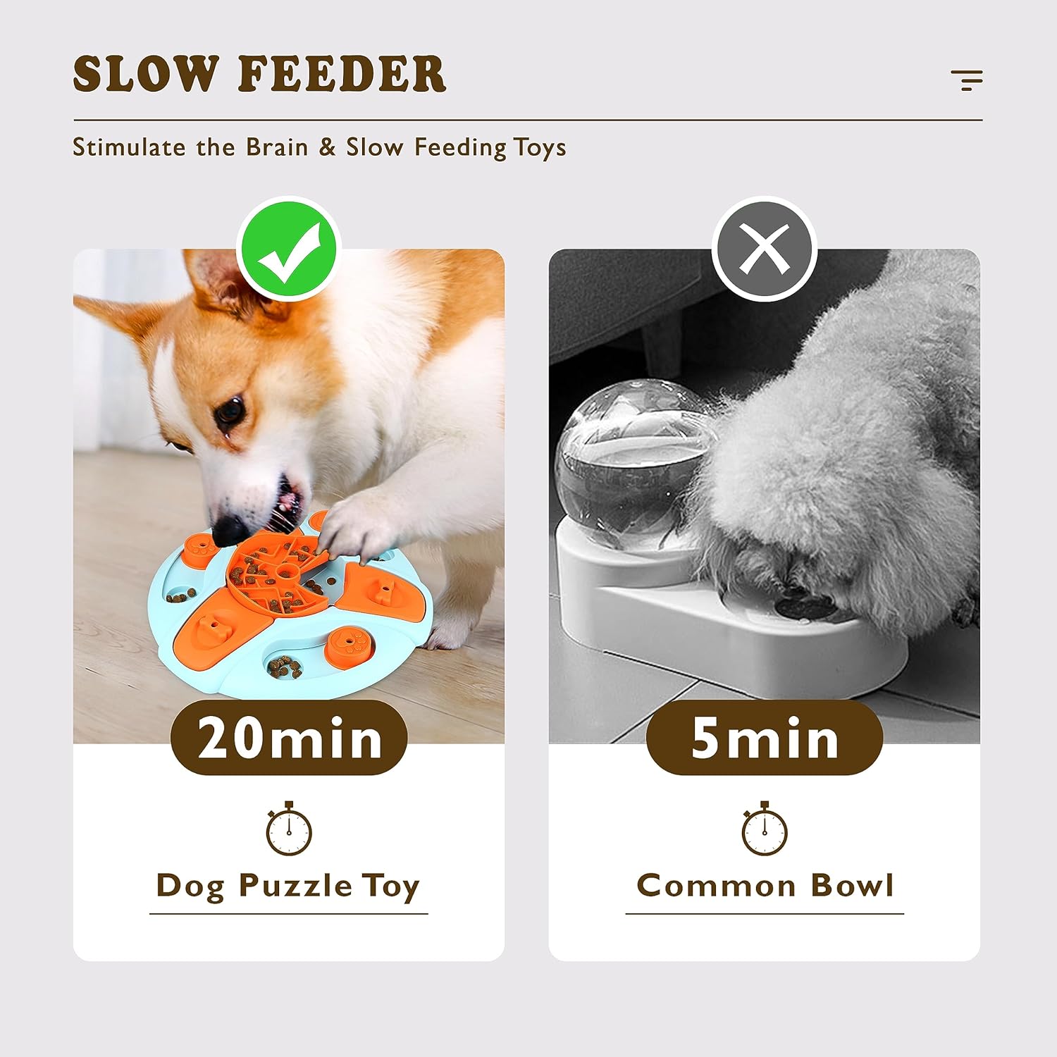 ZALBYUY Juguetes de rompecabezas para perros, rompecabezas de alimentación lenta, juguetes interactivos para entrenamiento y estimulación del