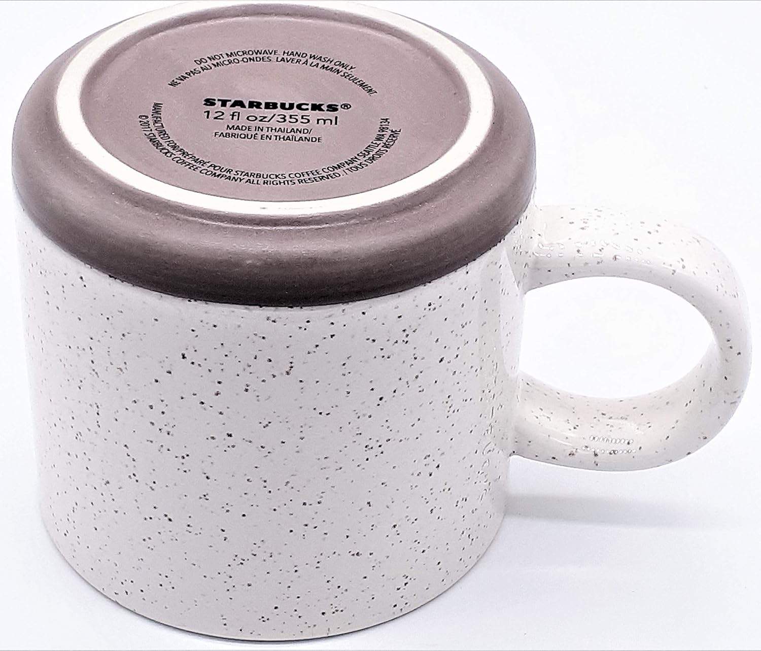 2017 Holiday Collection Taza de cerámica de 12 oz – Corazón de oro rosa moteado