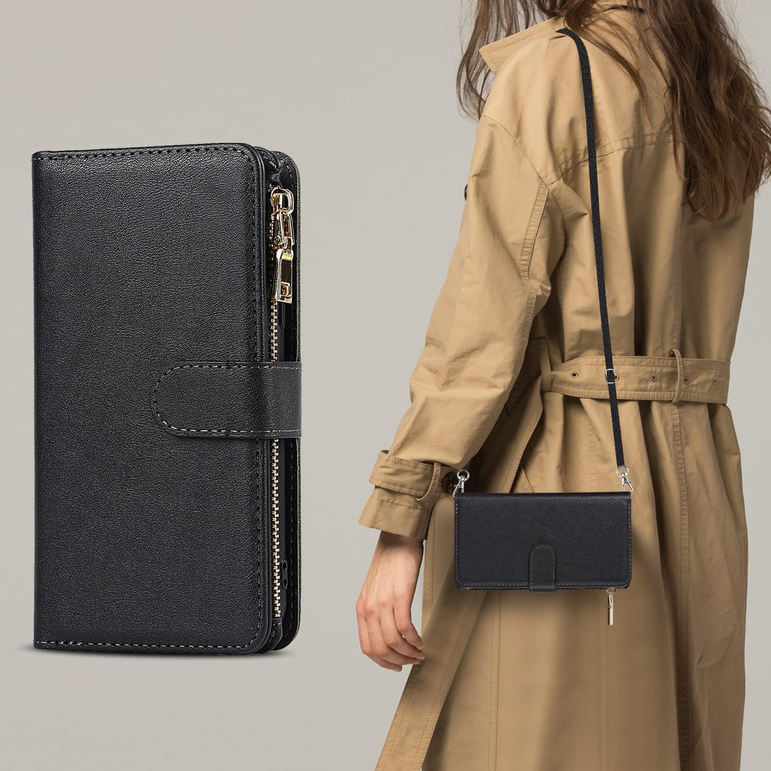 iCoverCase Funda tipo cartera para Google Pixel 4a 5G con soporte para tarjetas, función atril, funda de piel sintética con cordón ajustable para