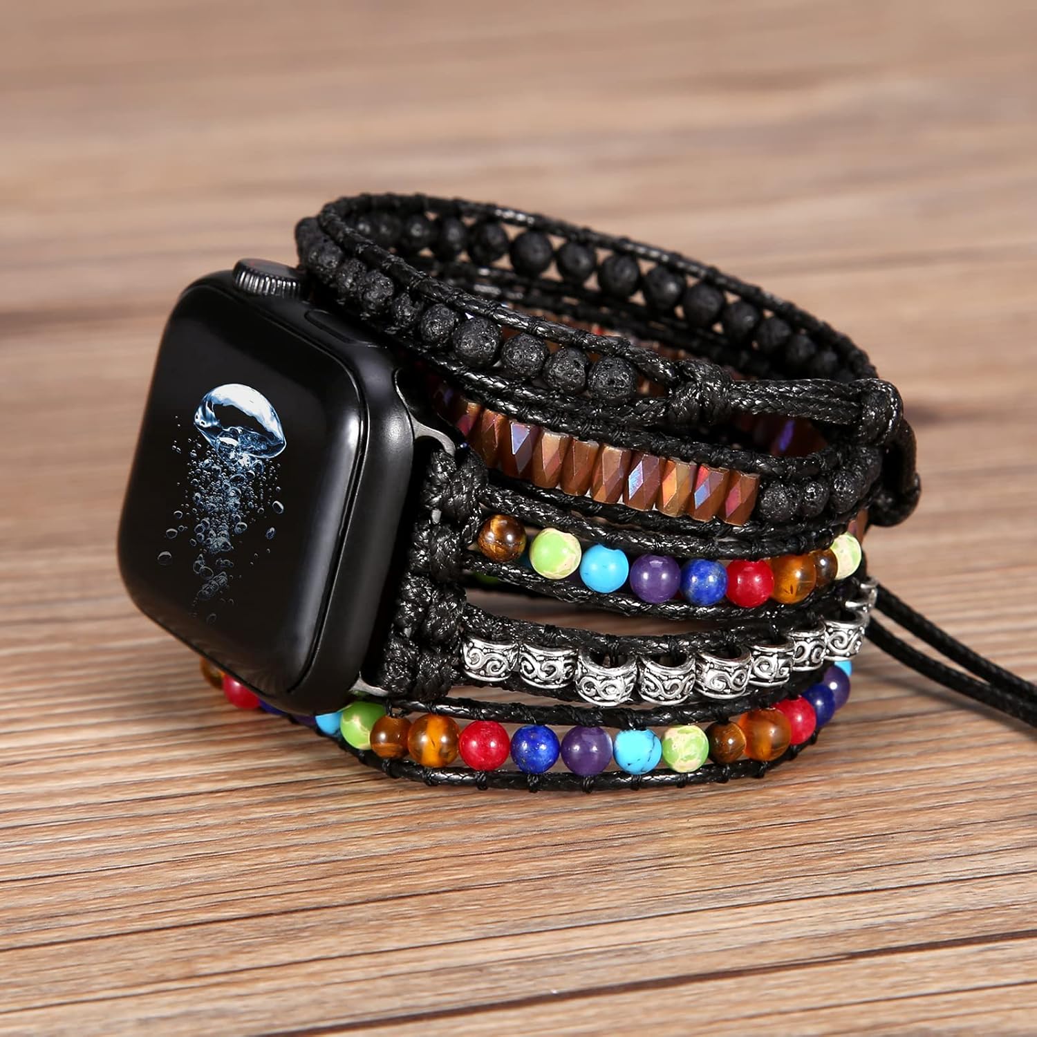 BOKIIWAY Correa de reloj bohemia hecha a mano con cuentas compatible con Apple Watch de 1.496 in1.575 in1.614 in1.654 in1.732 in1.772 in1.929