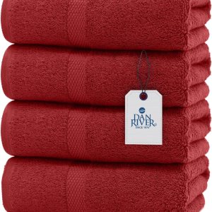 DAN RIVER Juego de 4 toallas de baño de algodón 100% lujoso, calidad premium, máxima comodidad y absorción para baño, hogar y spa (27 x 54 DAN RIVER Juego de 4 toallas de baño de algodón 100% lujoso, calidad premium, máxima comodidad y absorción para baño, hogar y spa (27 x 54