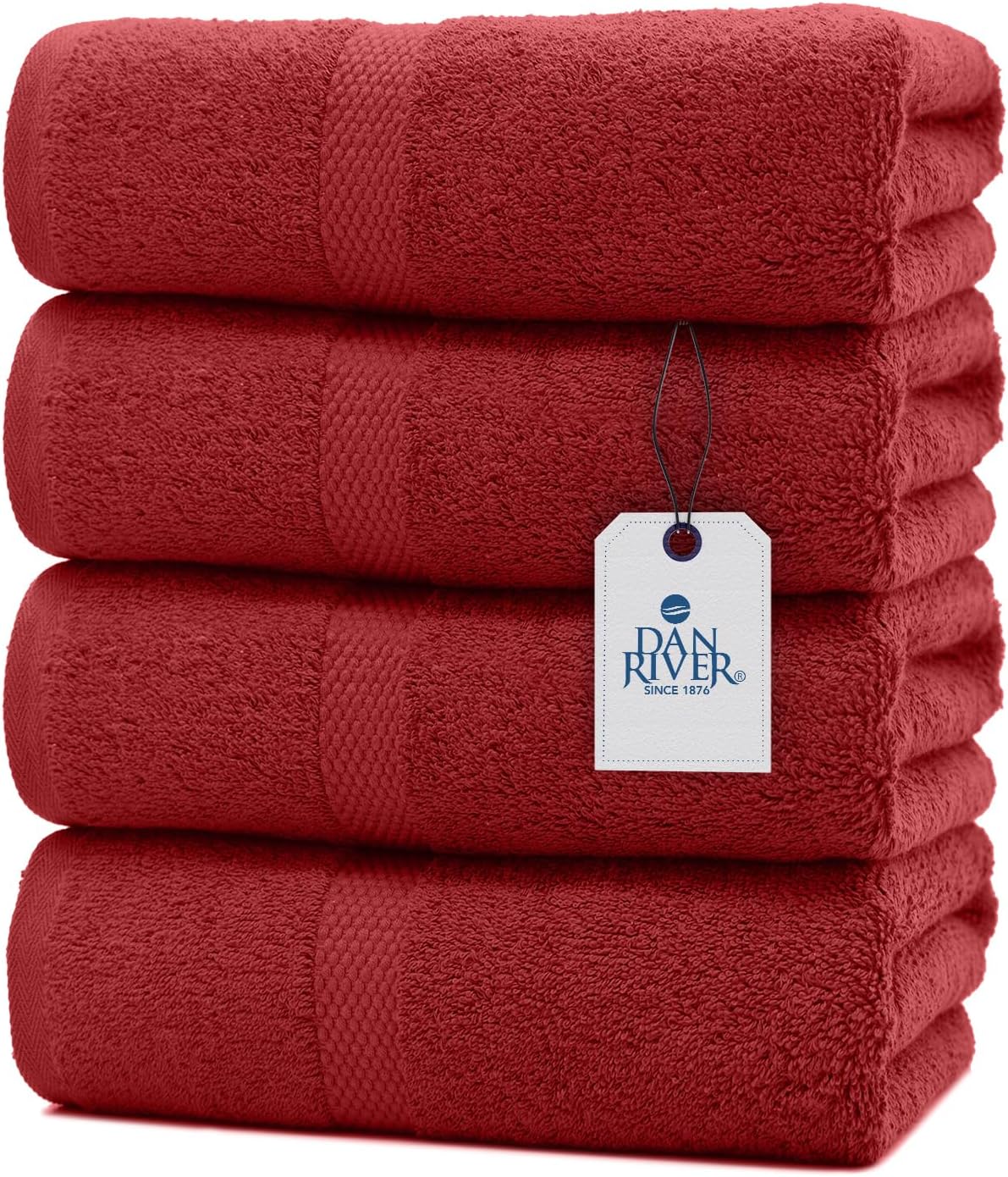 DAN RIVER Juego de 4 toallas de baño de algodón 100% lujoso, calidad premium, máxima comodidad y absorción para baño, hogar y spa (27 x 54
