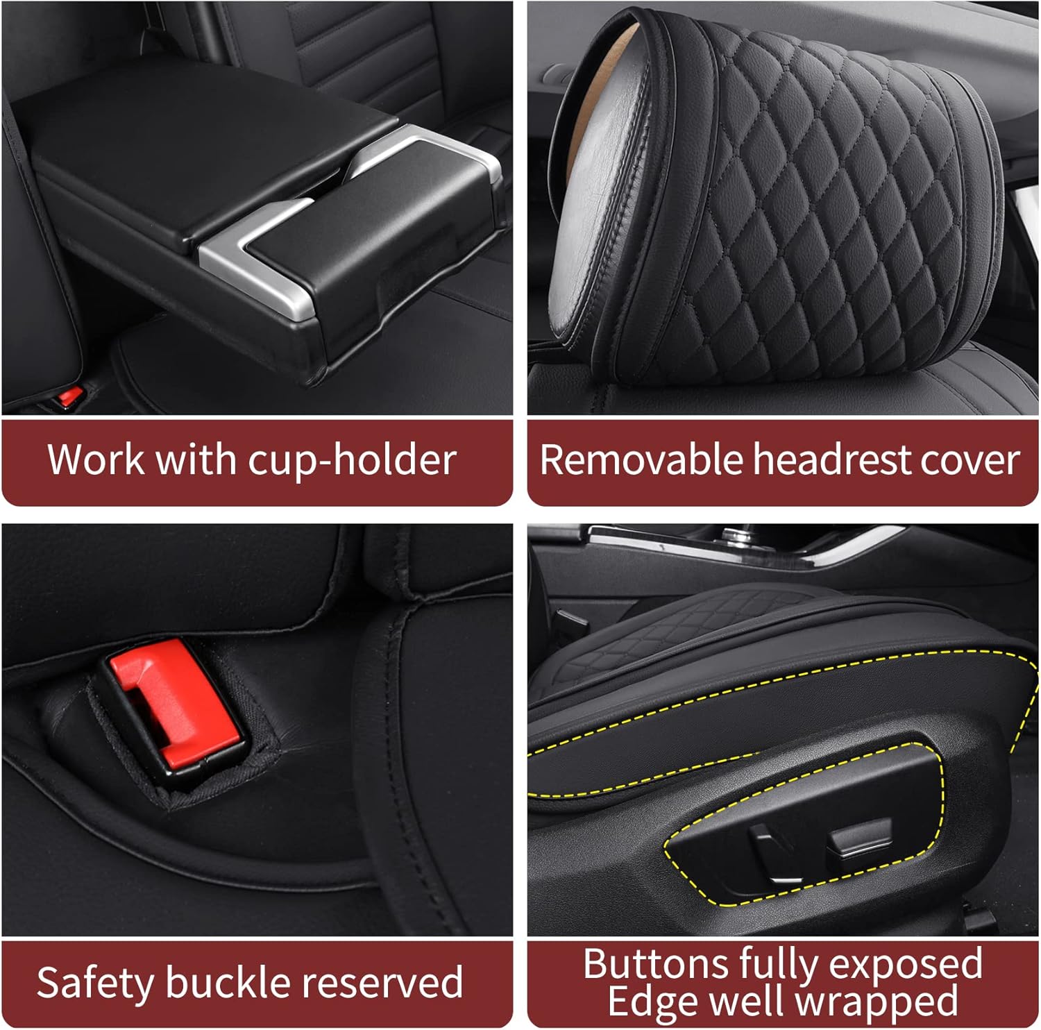 Aierxuan – Juego completo de fundas de asiento de cuero impermeable, universales, para Toyota, Corolla, Honda, Civic, Accord, Nissan, Altima,