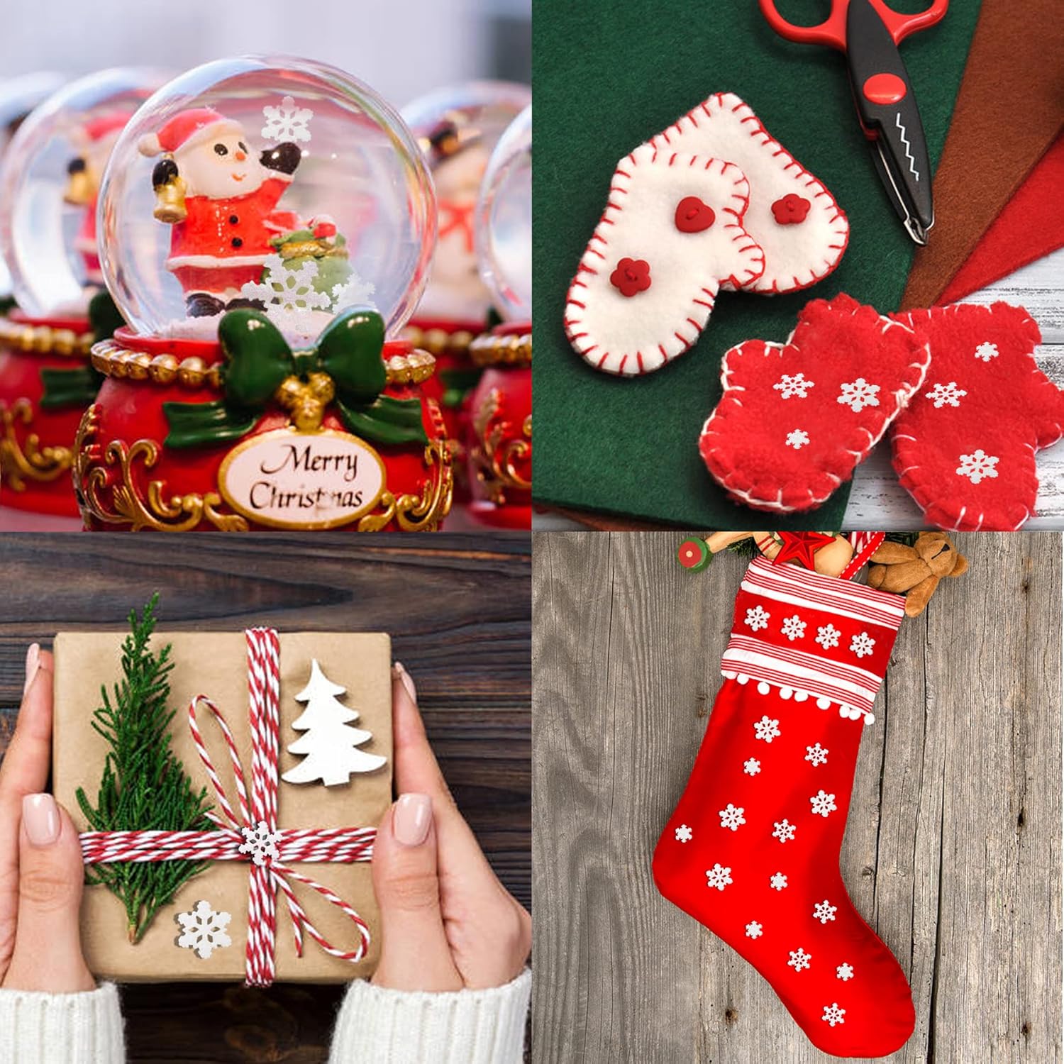 HADDIY Pequeños copos de nieve para manualidades, 60 piezas de mini copos de nieve de plástico con purpurina blanca para adornos de Navidad y