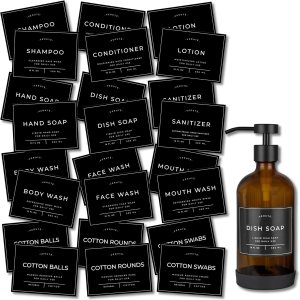 Etiquetas impermeables para dispensador de jabón de vidrio ámbar y botellas de plástico de 3.15 x 2.35 pulgadas, despegar y pegar, juego de cocina, Etiquetas impermeables para dispensador de jabón de vidrio ámbar y botellas de plástico de 3.15 x 2.35 pulgadas, despegar y pegar, juego de cocina,