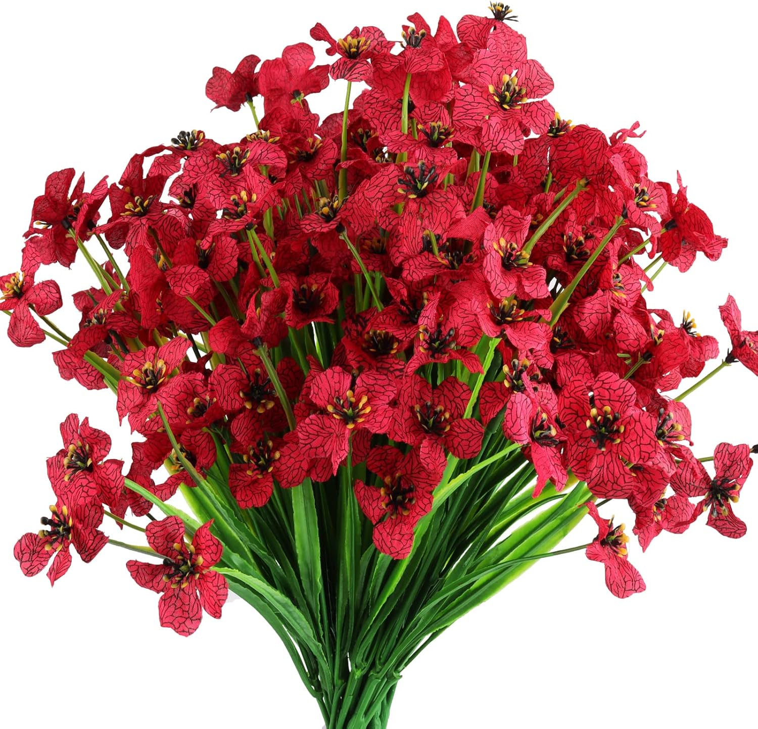 VAIZIQ Flores artificiales de otoño para exteriores, 12 racimos de plantas y flores para exteriores, resistentes a los rayos UV, flores falsas que