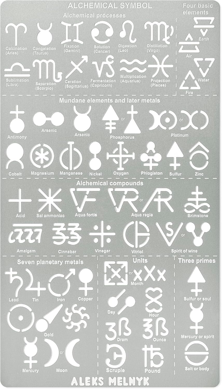 Aleks Melnyk No.398 Plantilla de metal, símbolos alquímicos, plantilla pequeña, 1 PC, plantilla para leña, grabado, manualidades, álbum de recortes