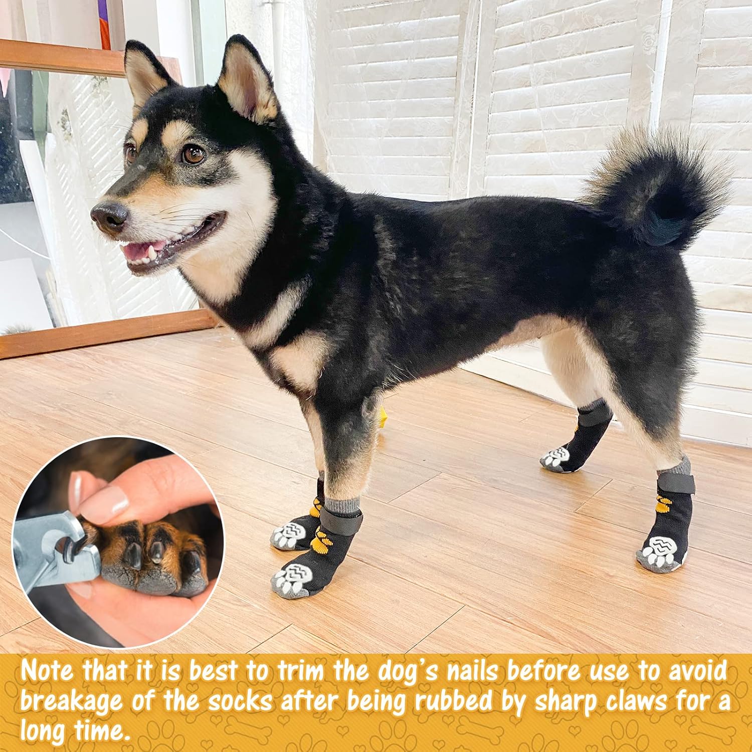 Calcetines antideslizantes para perros con pinzas para evitar lamer patas para suelos de madera dura, zapatos antideslizantes, 3 pares de botines,