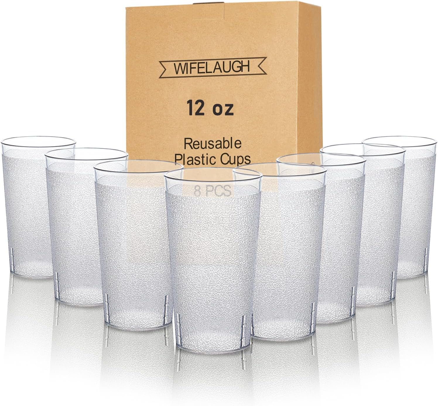 Vasos de plástico reutilizables, vasos de plástico para beber, juego de 8, vasos de plástico transparente para cocina, tazas apilables sin BPA para