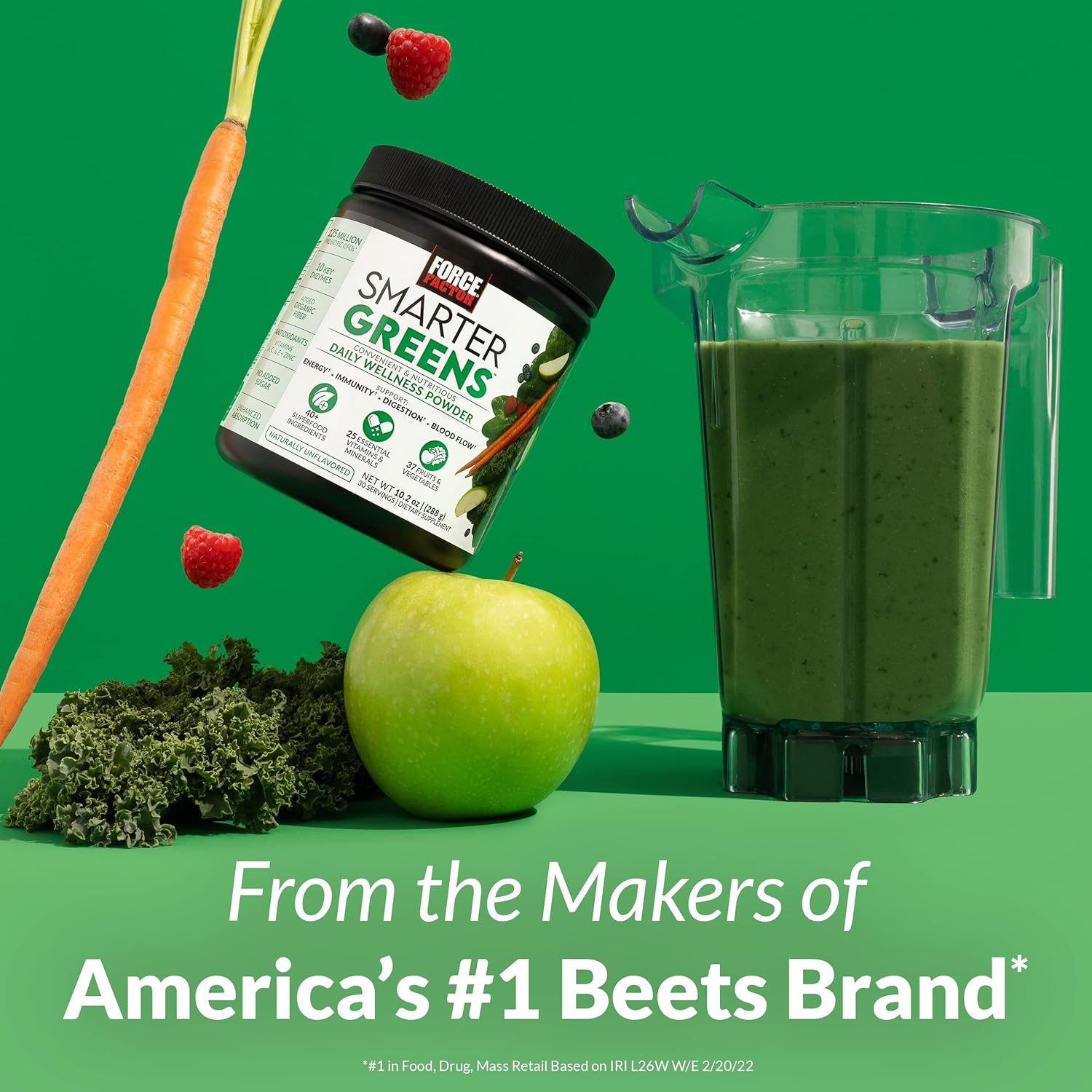 FORCE FACTOR Smarter Greens Tabletas, suplemento de verduras con más de 25 superalimentos y antioxidantes para mejorar la digestión, reducir el