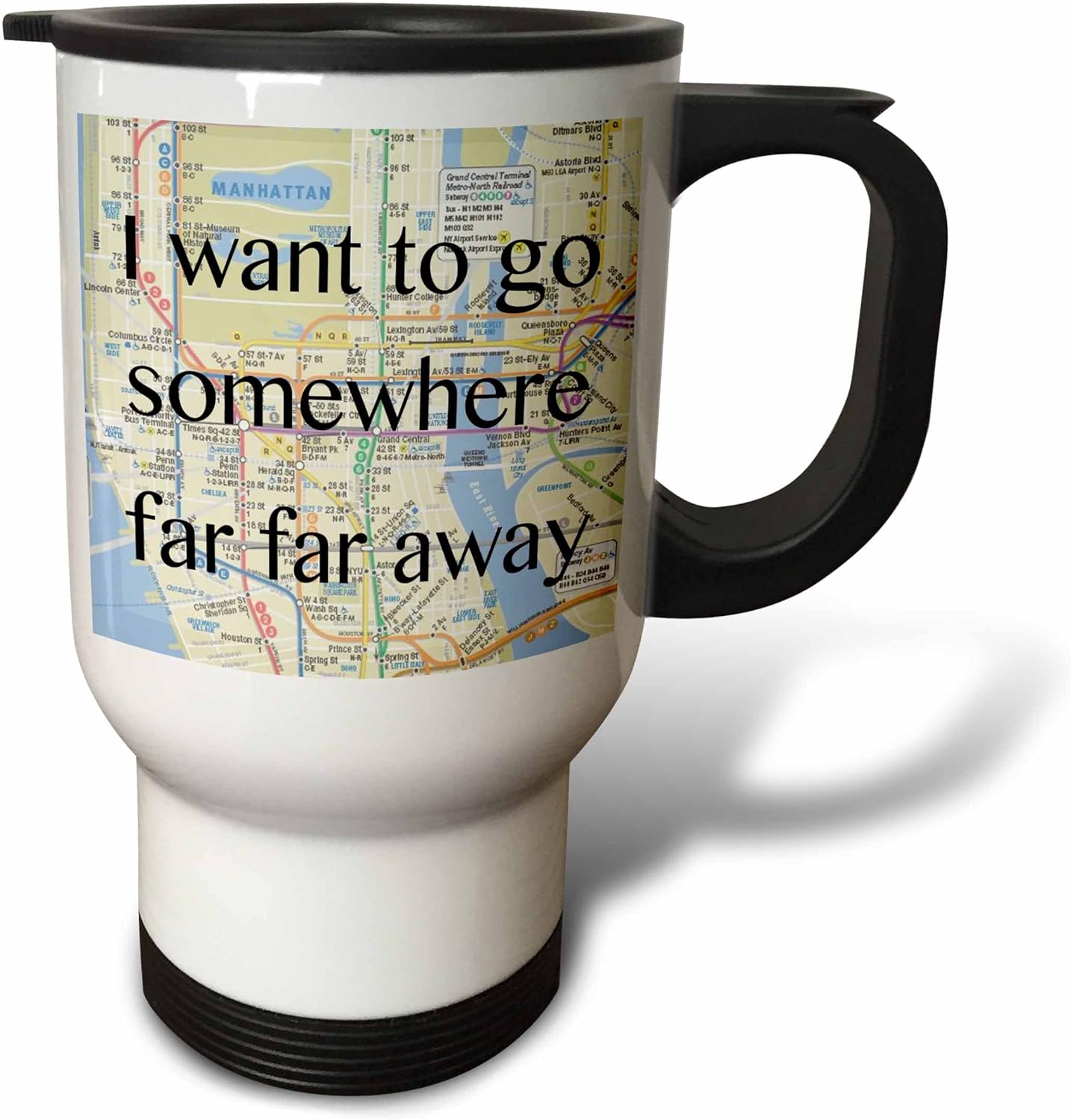3dRose I Want To Go Somewhere Far Far Away – Taza de viaje, 14 onzas, acero inoxidable