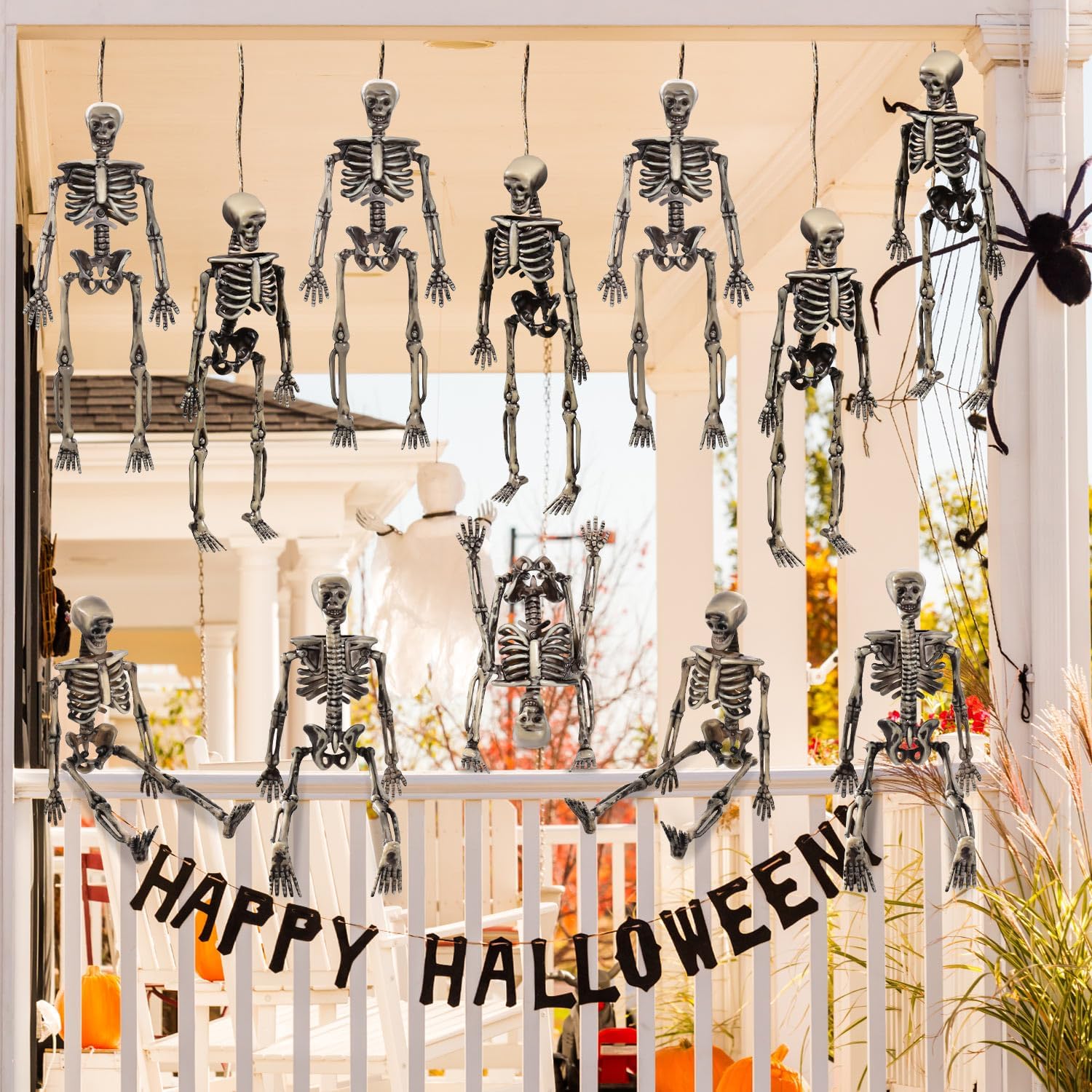 12 mini figuras de esqueleto, pequeñas figuras de esqueleto de plástico para manualidades, figuras de modelo antiguo de Halloween para decoración de
