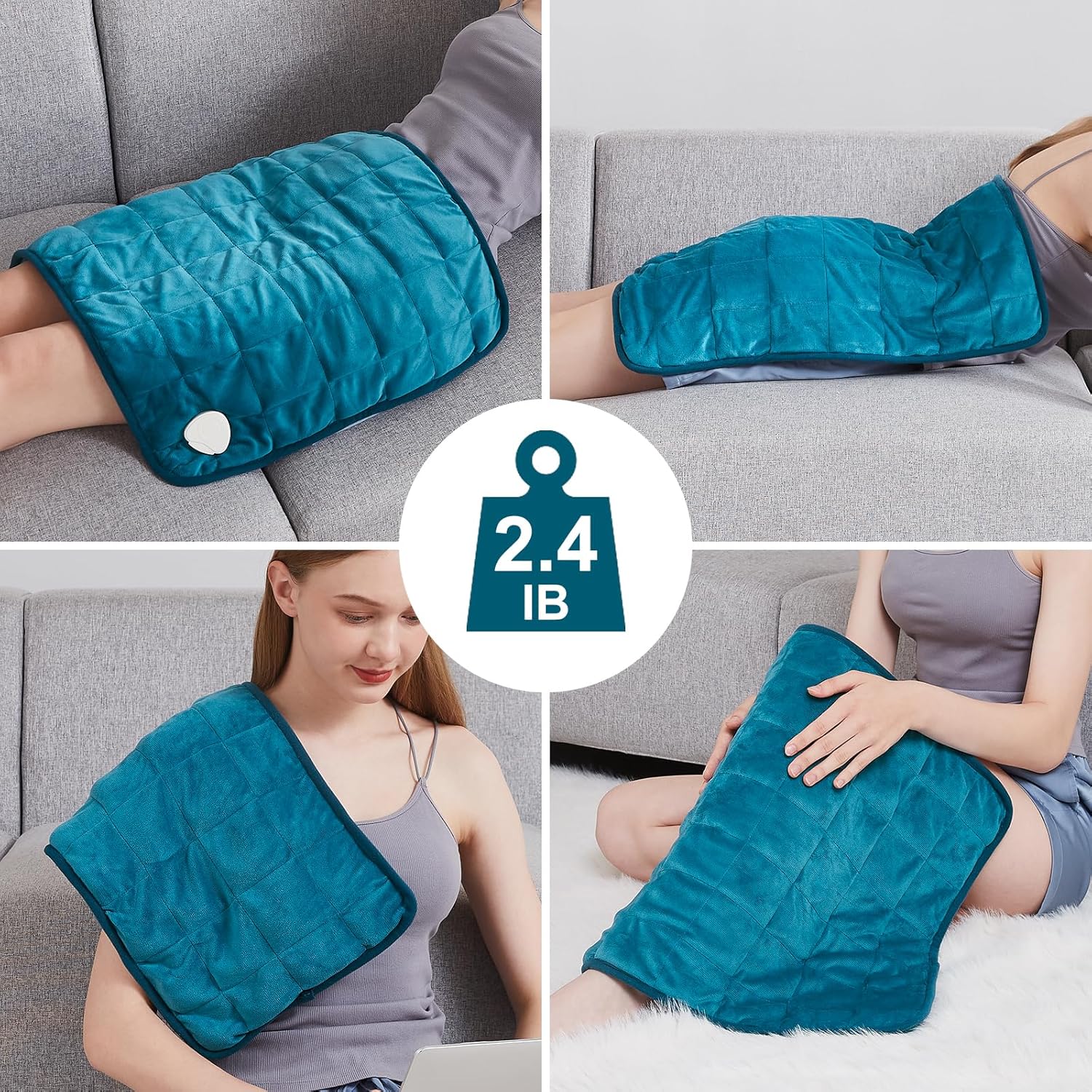 Almohadilla térmica pesada XL  Almohadillas térmicas eléctricas de 2.4 libras para aliviar el dolor de espalda con 10 ajustes de calefacción, 6