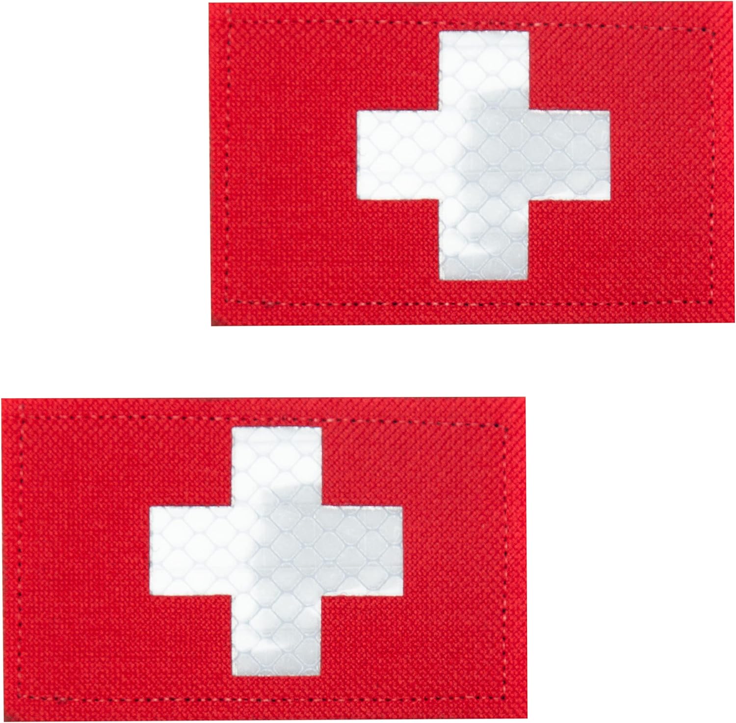 2 parches médicos reflectantes IR tácticos militares, infrarrojos IR EMT MED médico de la Cruz Roja Moral gancho y bucle insignia de primeros