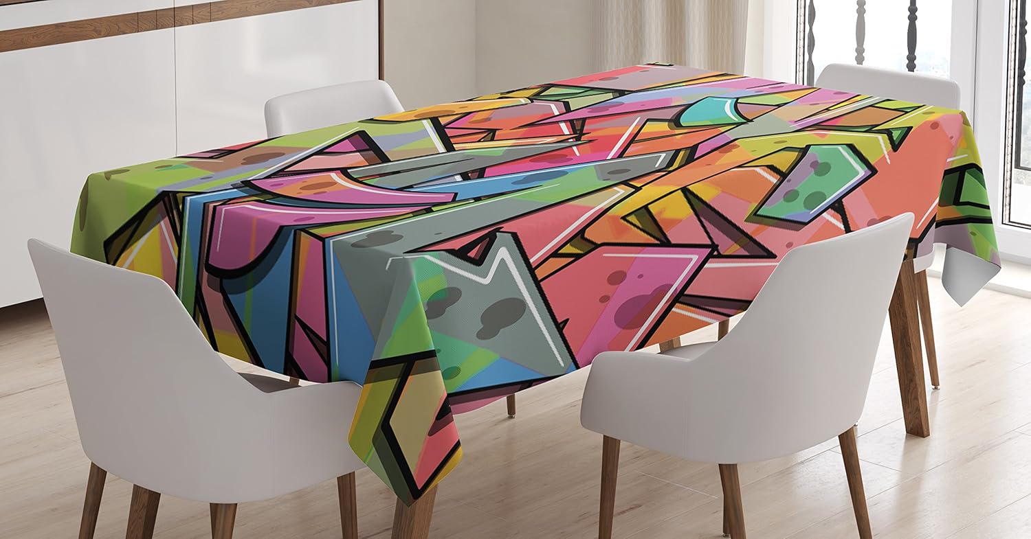 Ambesonne Mantel colorido, diseño abstracto de flechas grunge, graffiti, inspiradas en pintura en aerosol, ilustración de estilo de pintura en