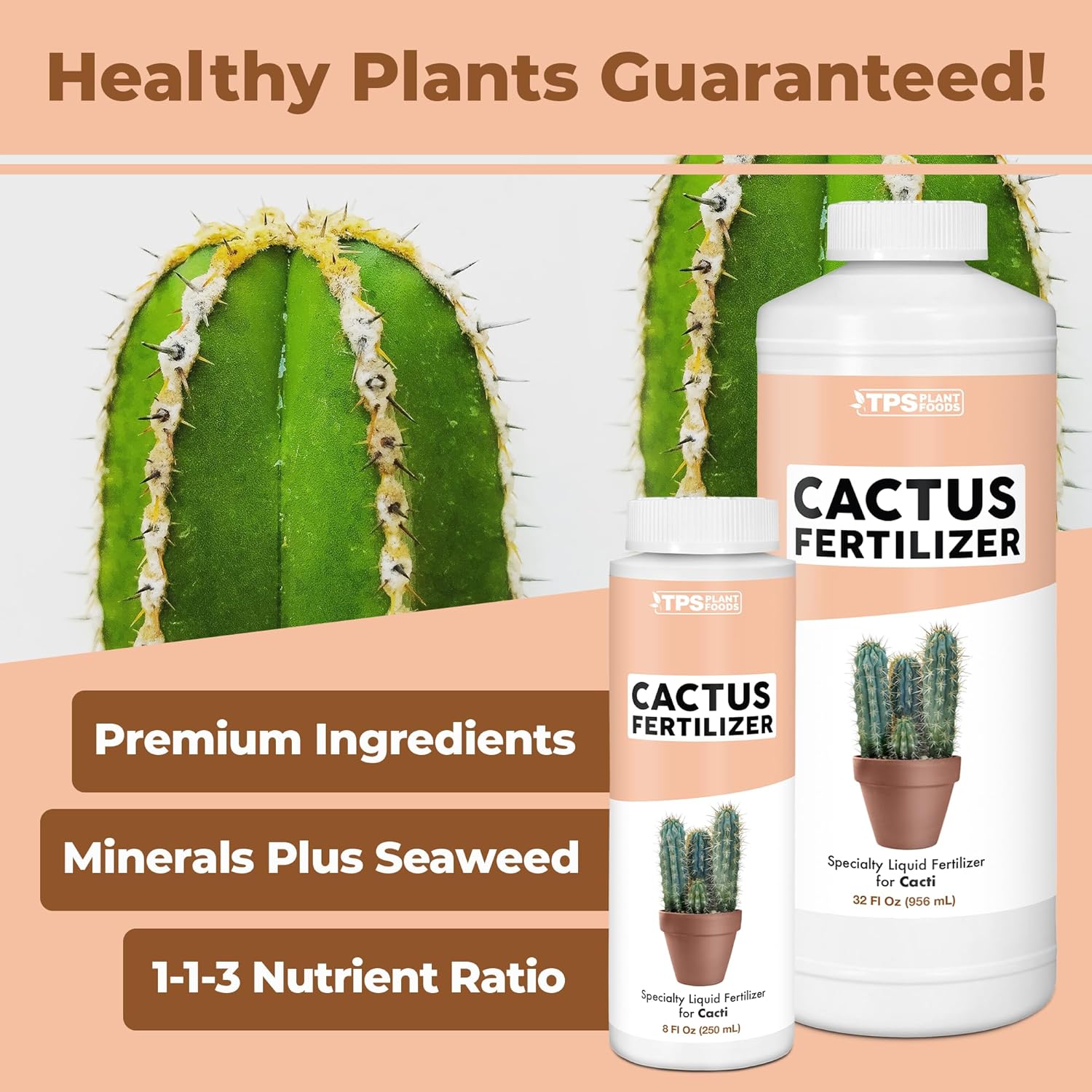 Fertilizante de cactus para cactus y todas las plantas del desierto, alimento líquido para plantas, 32 onzas (1 cuarto de galón)