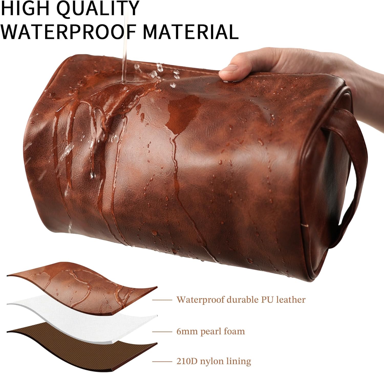 Easycosy Neceser personalizado para hombres, grabado con nombre e iniciales, bolsa de aseo de piel sintética para hombre, artículos esenciales de