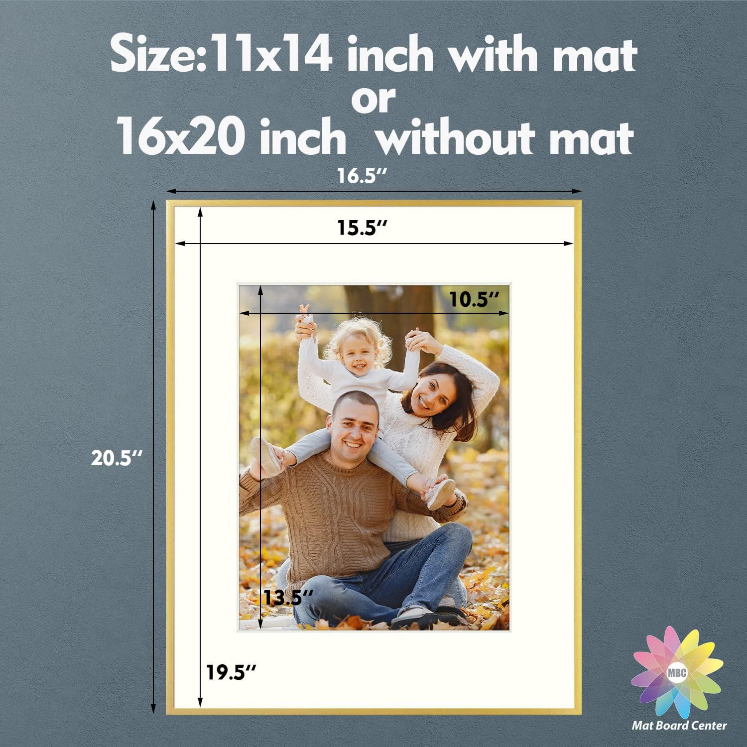 Mat Board Center – Juego de 3 marcos de fotos de aluminio de 16 x 20 pulgadas, para pared, para arte, impresiones, fotos, impresiones y más (color