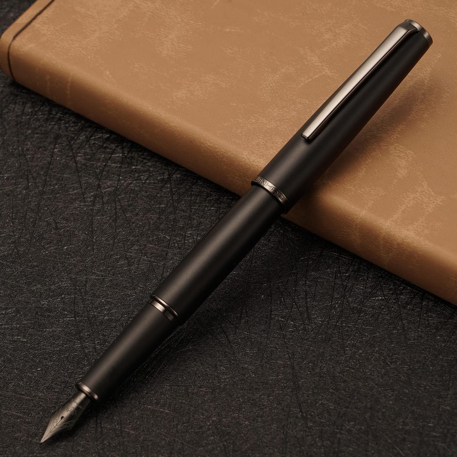 Jinhao – Pluma estilográfica de metal 95, punta extrafina, color negro mate