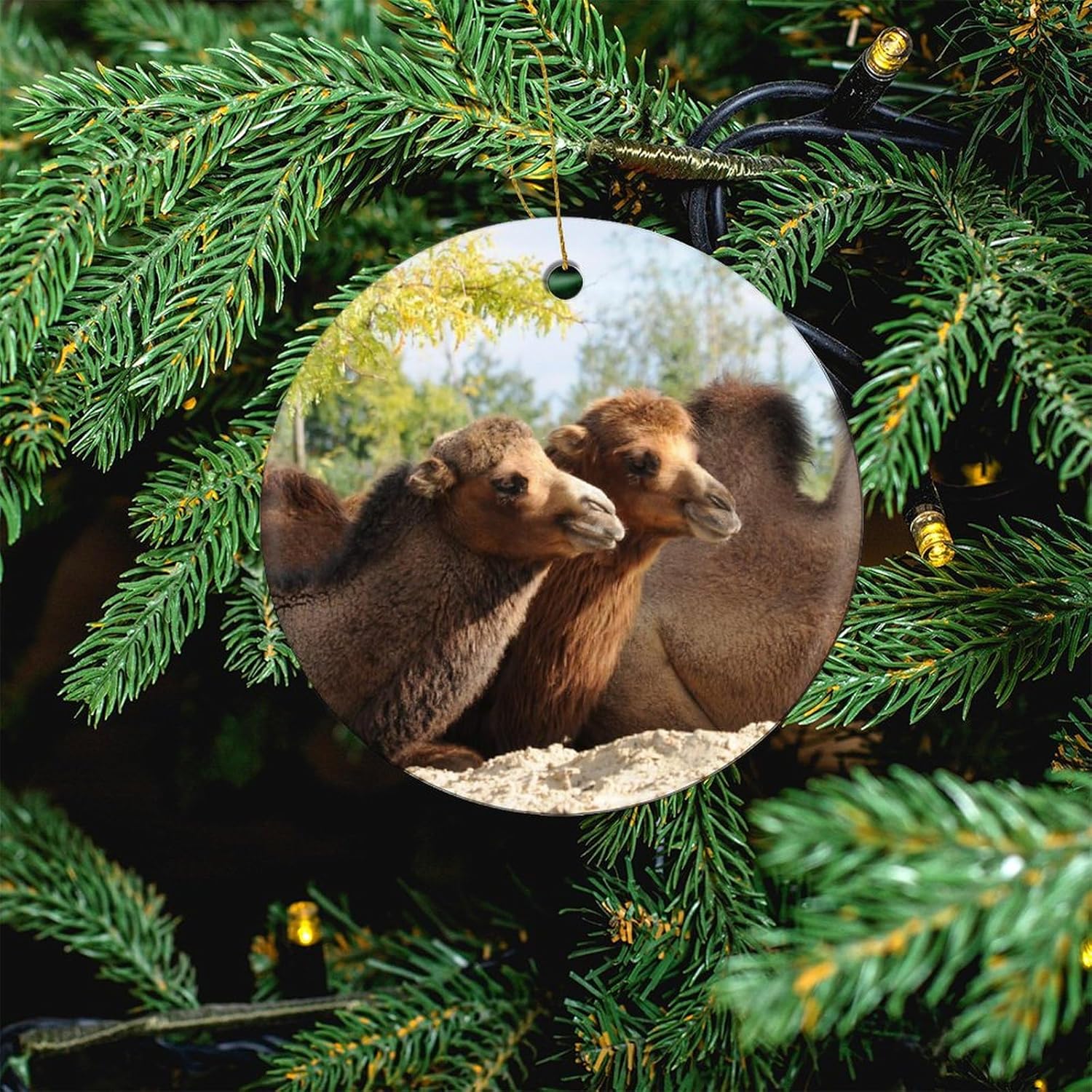 Adornos colgantes de Navidad, adornos de camello de animales silvestres, recuerdo festivo de cerámica, relleno de calcetín de Navidad para tío,