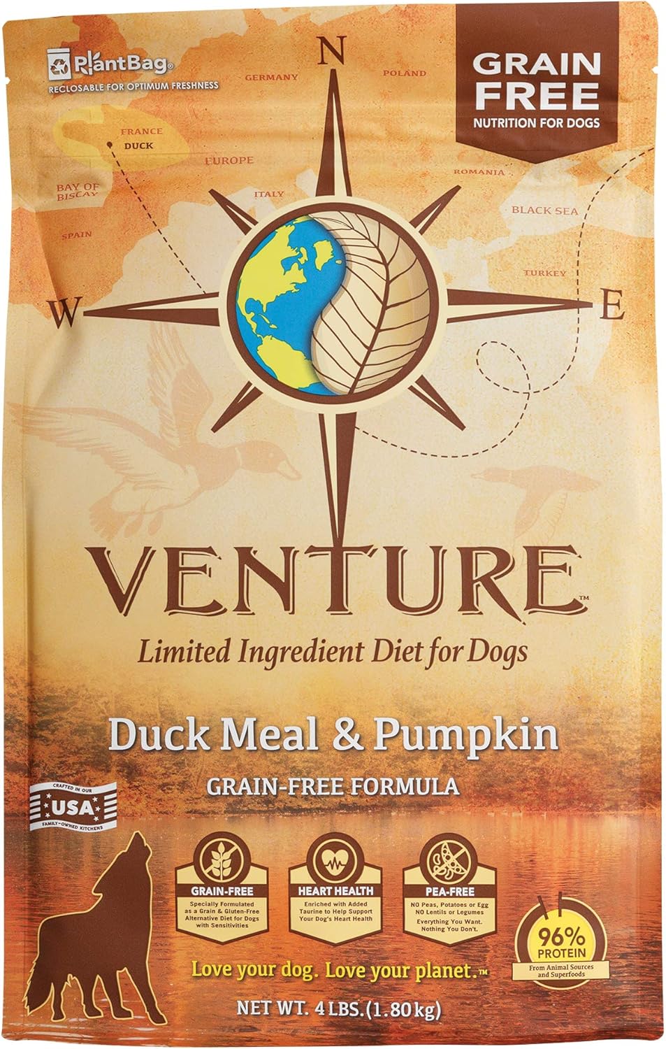 Venture – Alimento seco para perros sin granos con ingredientes limitados