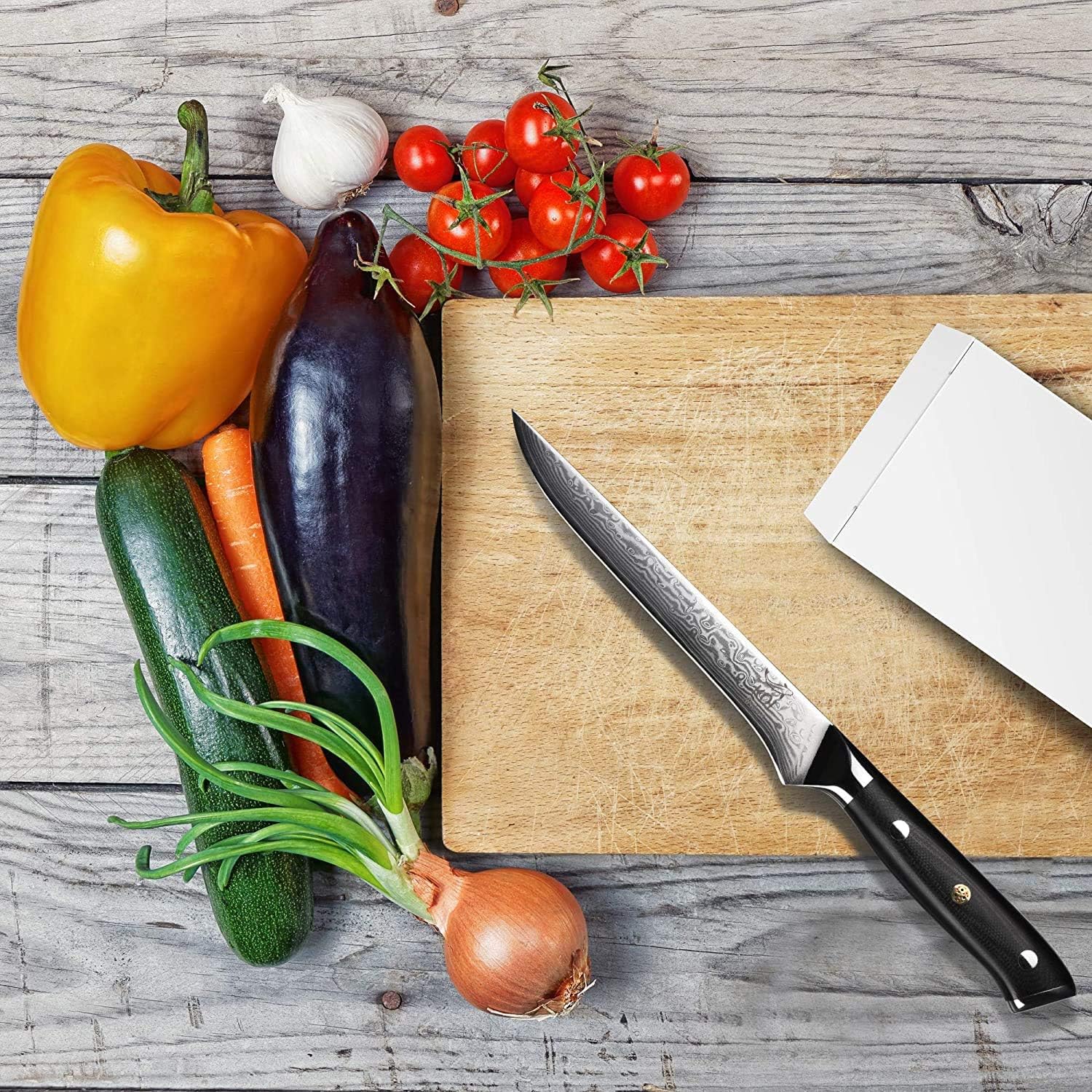 KOI ARTISAN Cuchillo de fileteado para deshuesar, cuchillo de fileteado de hoja de 6 pulgadas, cuchillo de carnicero para deshuesar pescado y carne,