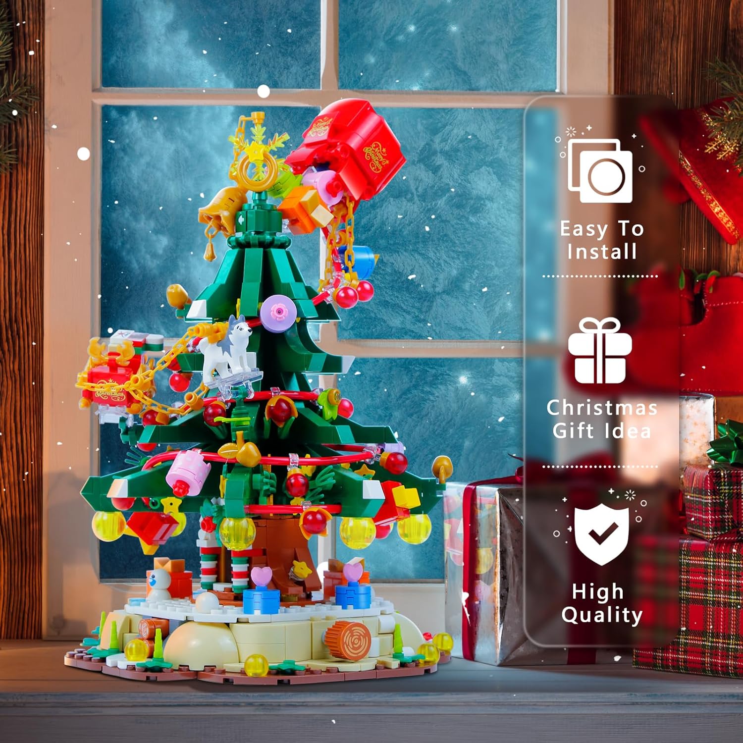 Juego de bloques de construcción de árbol de Navidad, 1124 piezas de ladrillos de construcción de Navidad, juguete de regalo de Navidad o cumpleaños