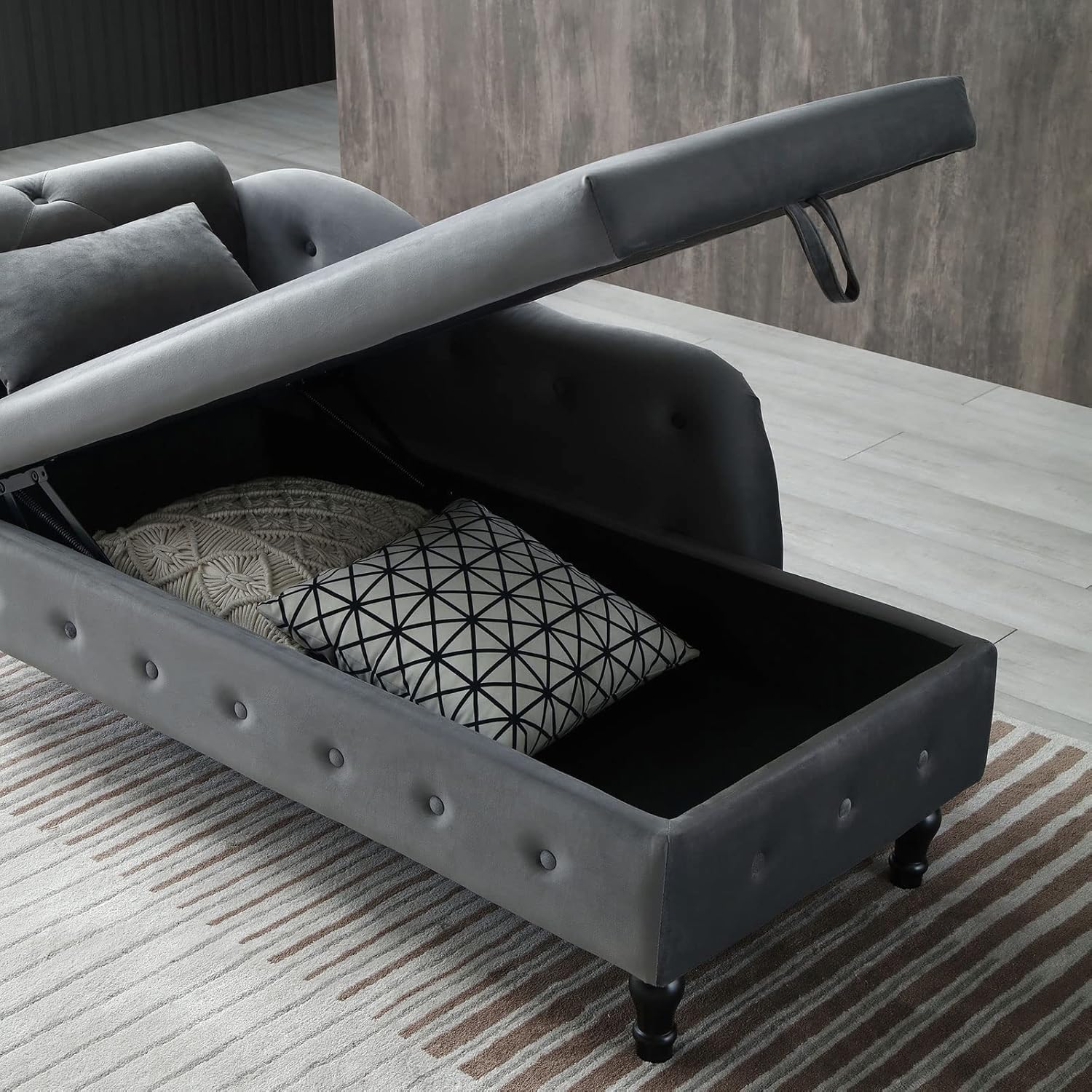 Anwick Chaise Lounge – Silla reclinable tapizada para interiores, moderna y tapizada para sala de estar, dormitorio, sofá cama (gris) (gris +