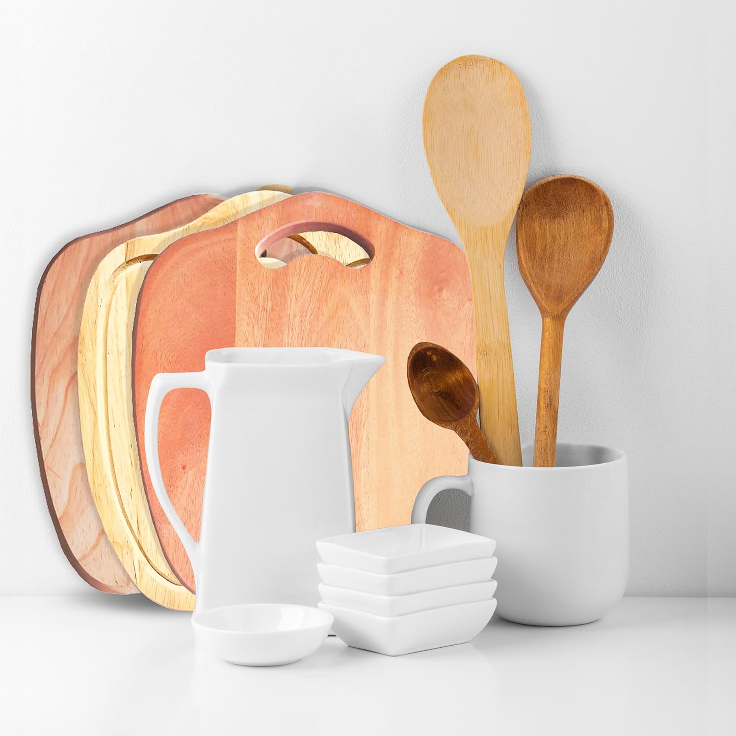 Nabytok – Tabla de cortar de madera en forma de manzana de 13 x 11 pulgadas con asa, tabla redonda de charcutería, charcutería y bloque de carnicero