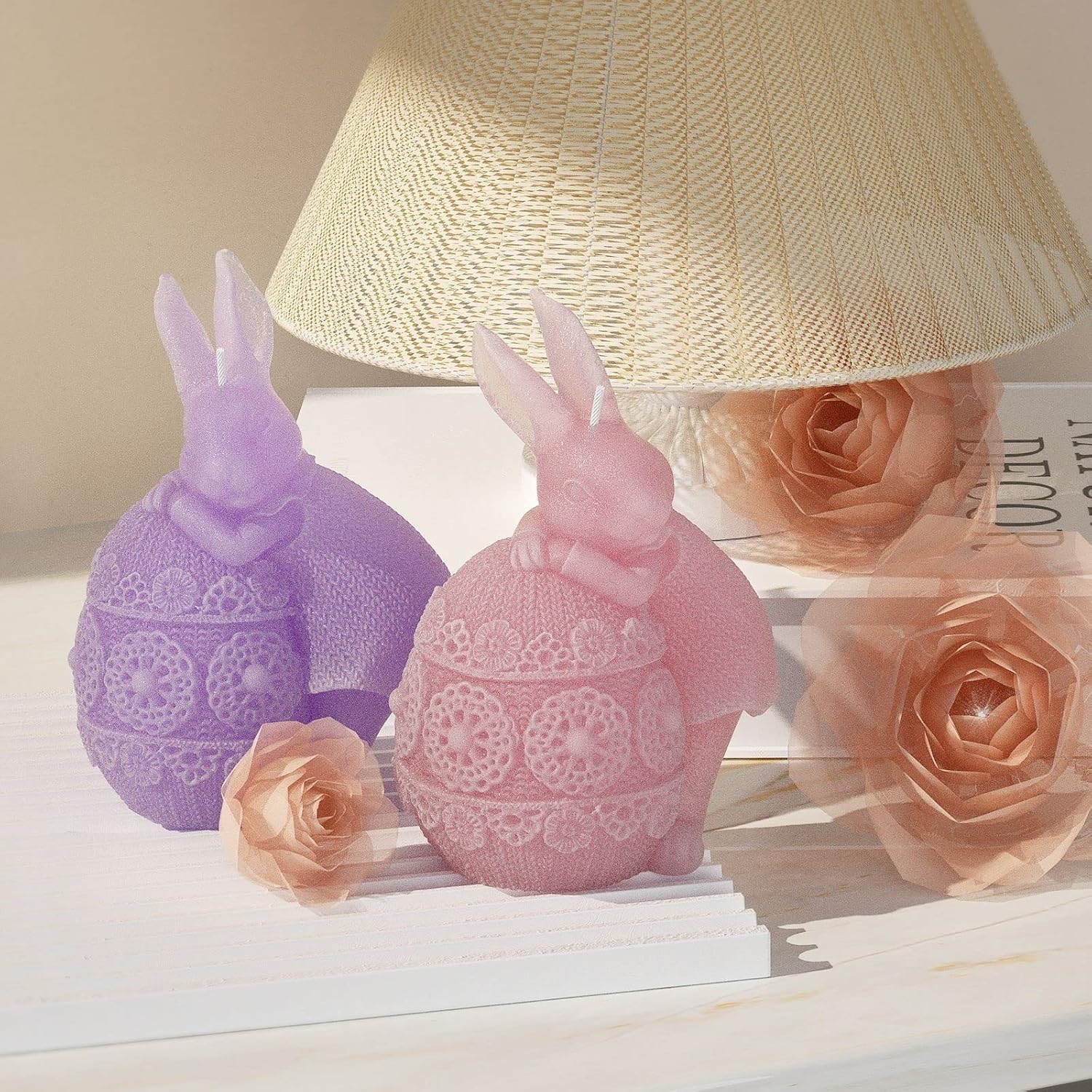 GVMW 2 moldes para velas 3D animales molde antiadherente de resina epoxi fundición de silicona para hacer velas, jabón yeso