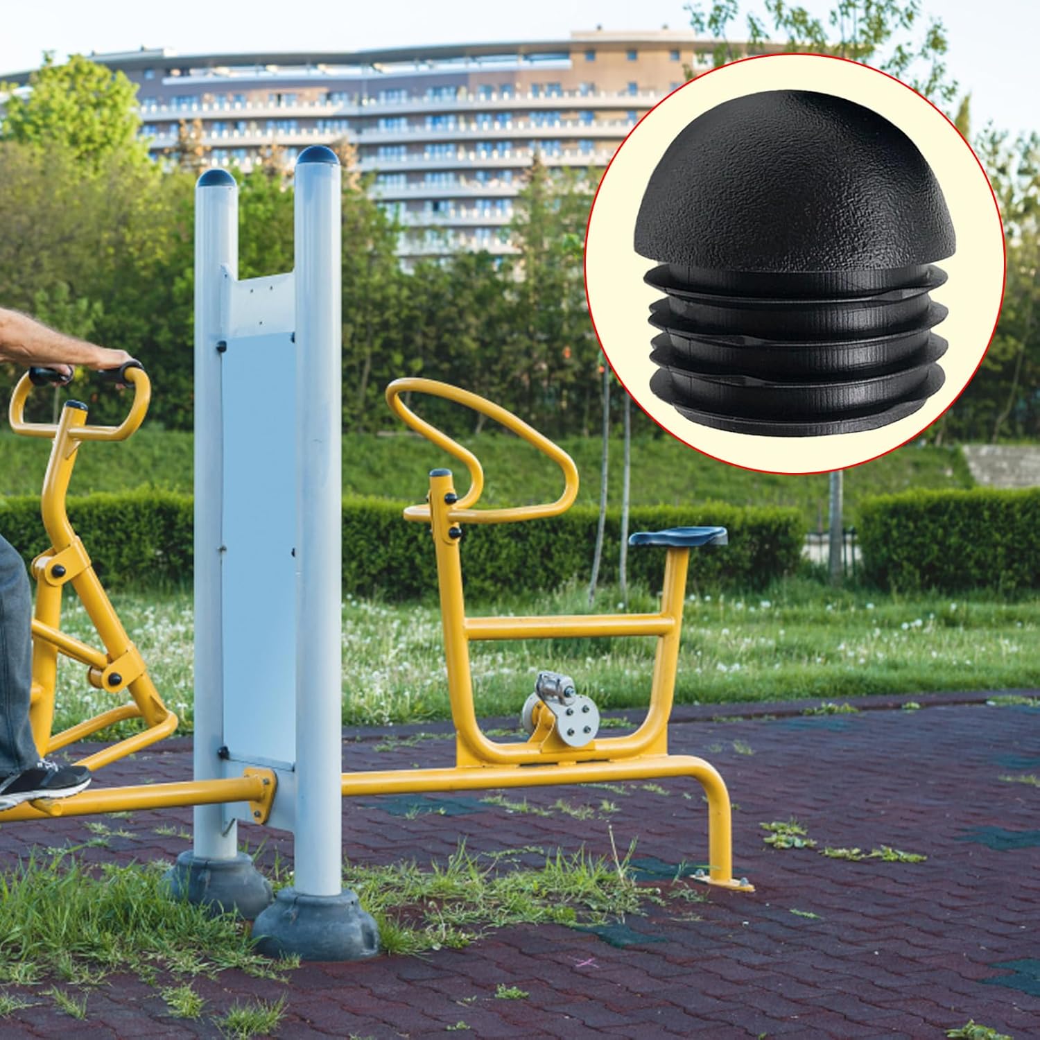 HANSHILAI – Tapón de tubo abovedado de 2 pulgadas, tapones de plástico negro de 1.969 in, 4 piezas de inserciones de tubo redondo para muebles,