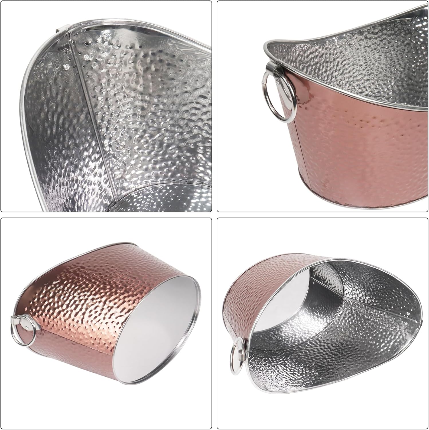 Bañera de bebidas de 12 L, cubo de champán de acero inoxidable, cubo de hielo grande con asas, cubo de bebida para fiestas, bar en casa