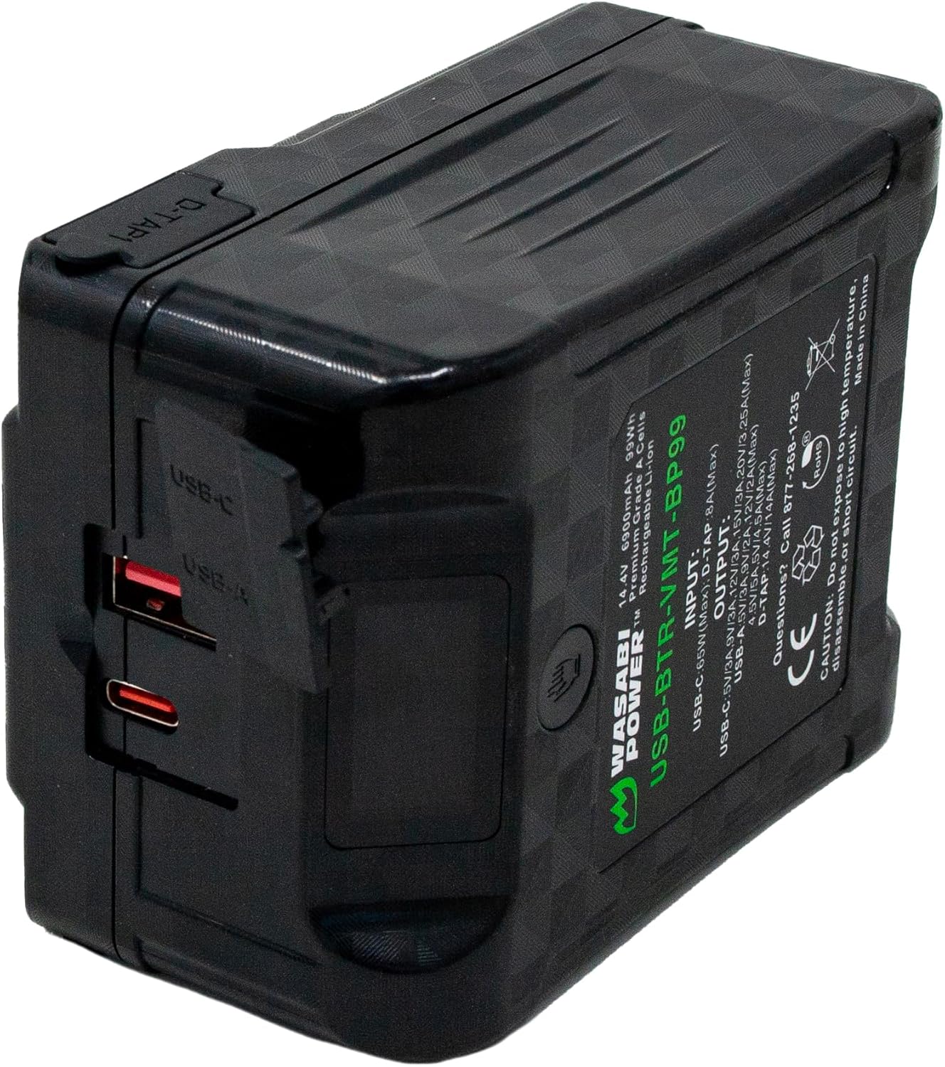 Wasabi Power Batería BP99 V-Mount Mini Series (14.4V, 6900mAh, 99Wh) con carga rápida USB-C