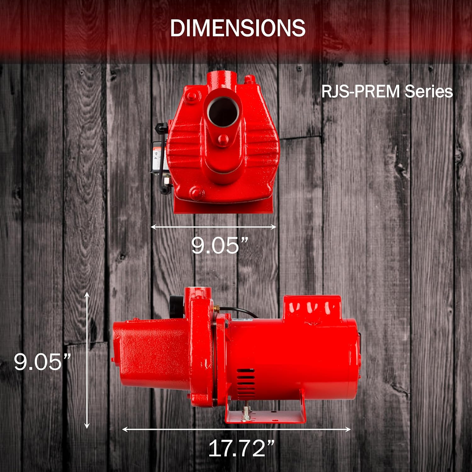 Bomba de chorro Red Lion RJS-50-PREM para pozos poco profundos, de hierro fundido, Rojo, RJS-50-PREM