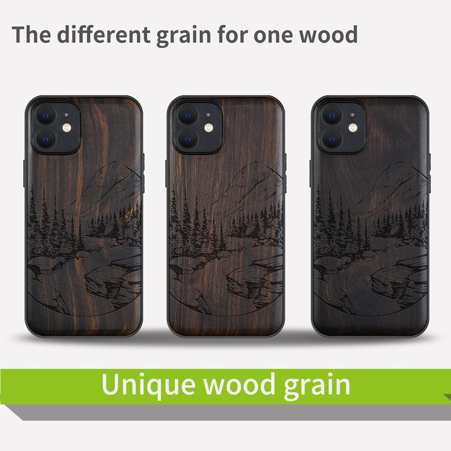 Carveit Funda magnética de madera para iPhone 12 madera natural y TPU suave negro a prueba de golpes, funda de madera única compatible con magsafe