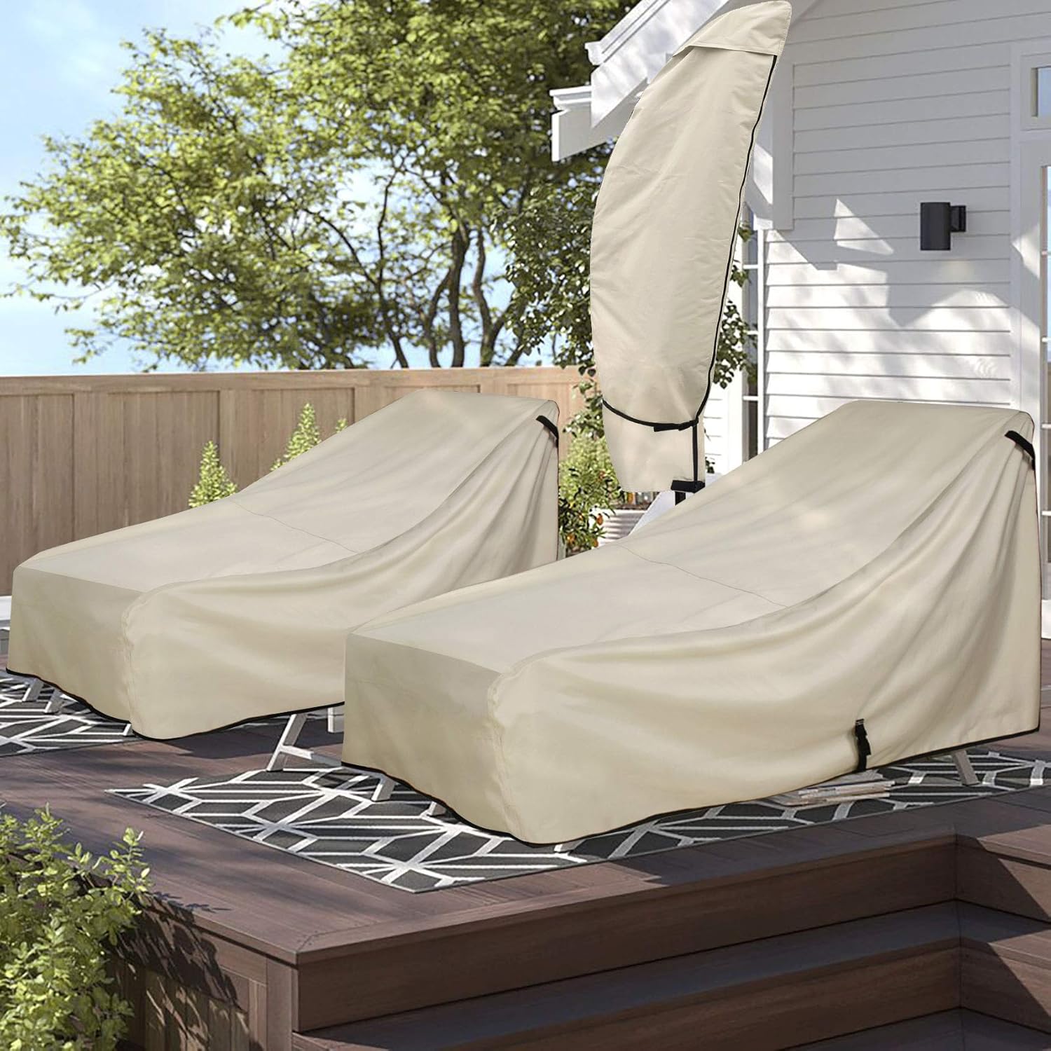 Porch Shield Funda para sombrilla de patio, impermeable, para exteriores, para jardín, con diseño de plátano, se adapta a paraguas voladizo de 7.5 a