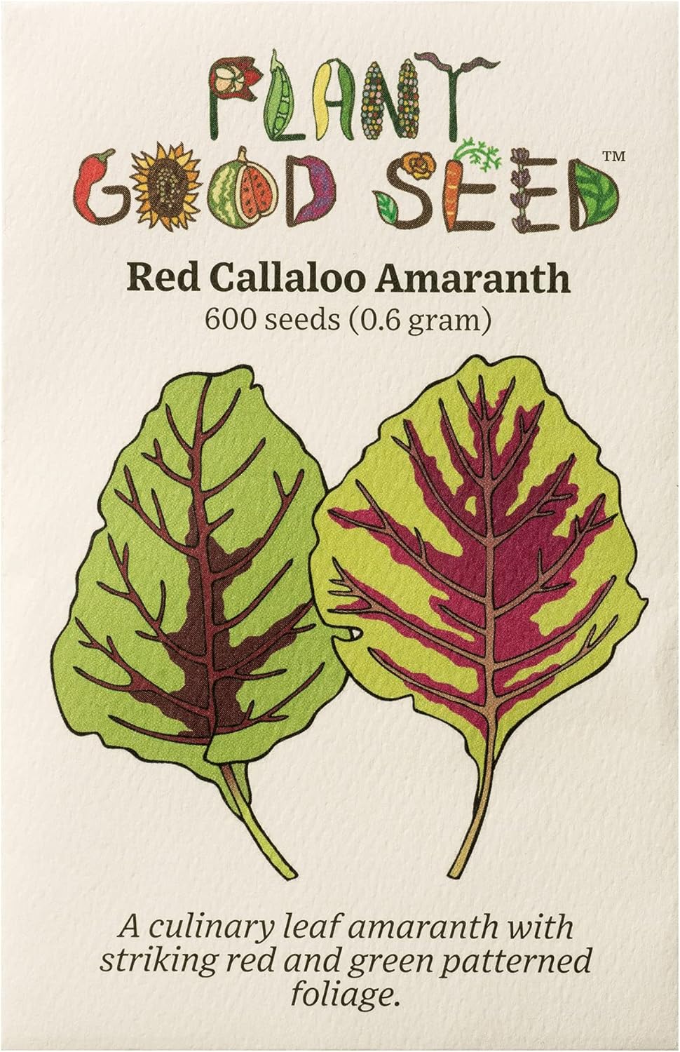 Red Callaloo – Semillas de amaranto  Paquete de 600 semillas de verduras certificadas orgánicas, sin OMG, polinizadas abiertas, sin tratar, para