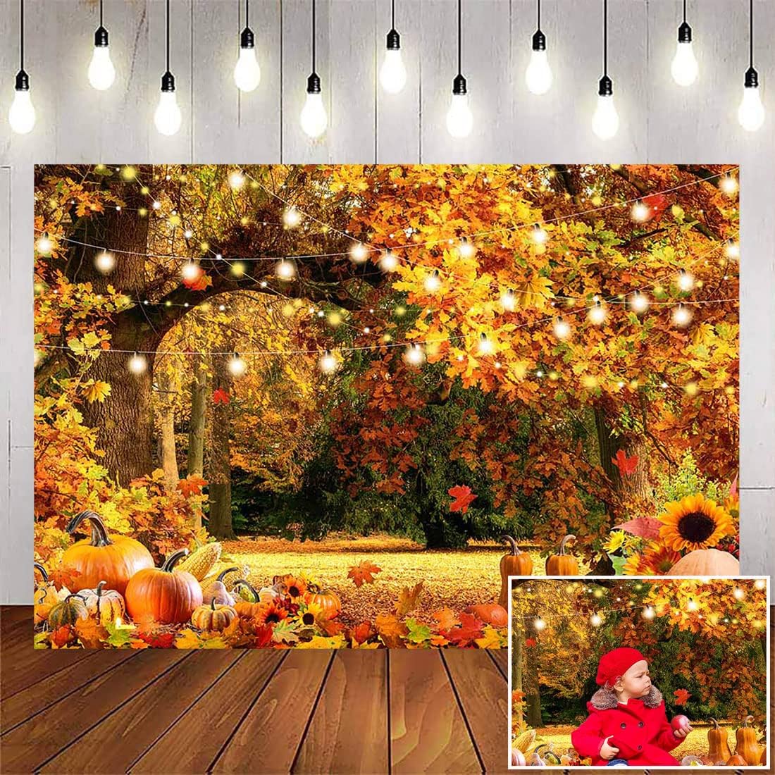 Avezano Telón de fondo de otoño para fotografía, bosque, hojas de arce, paisaje, día de Acción de Gracias, fondo fotográfico para niños, retratos,