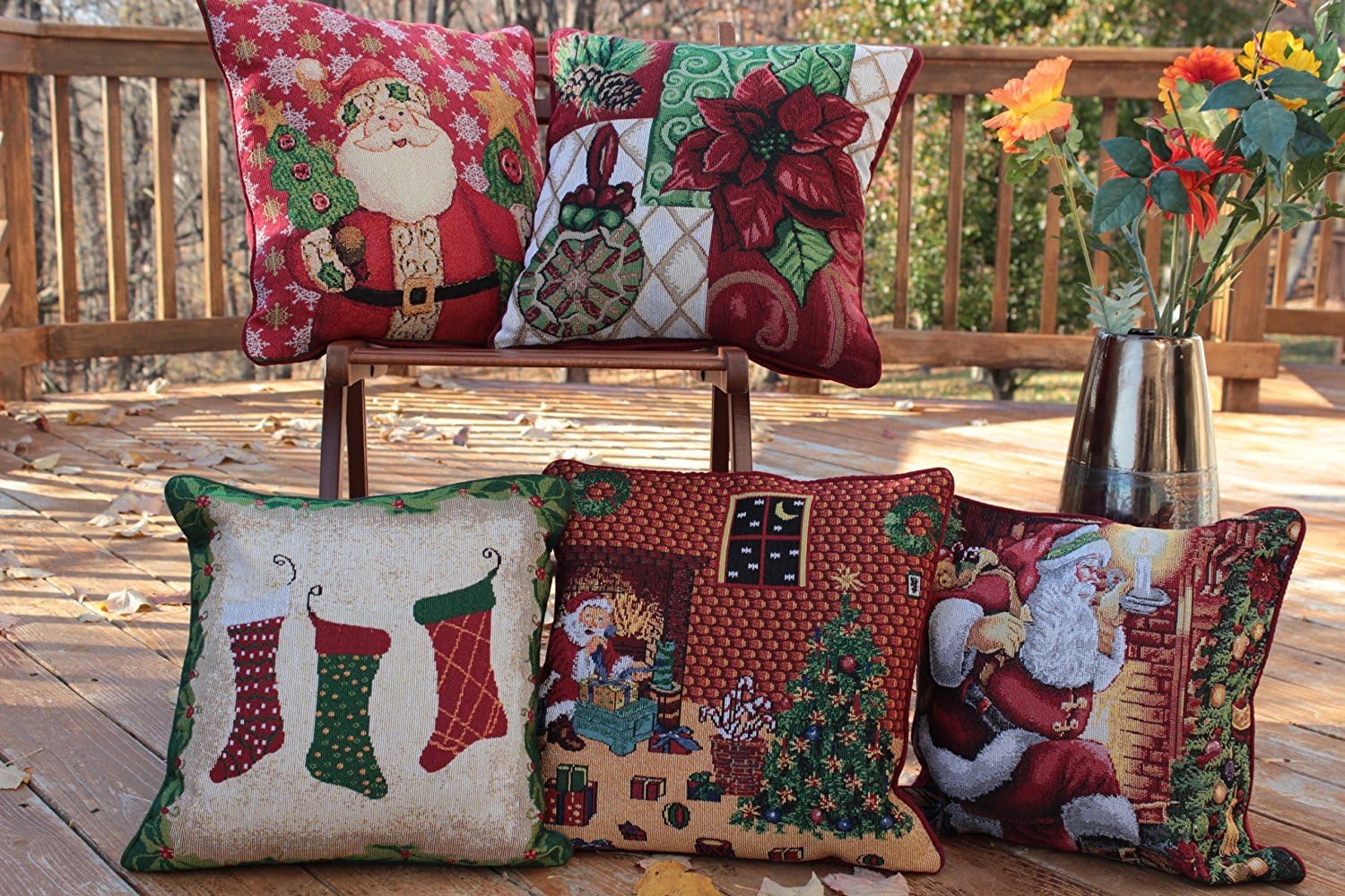 Tache Festive – Funda de cojín decorativa para decoración de Navidad, 1 pieza de 16 x 16 pulgadas