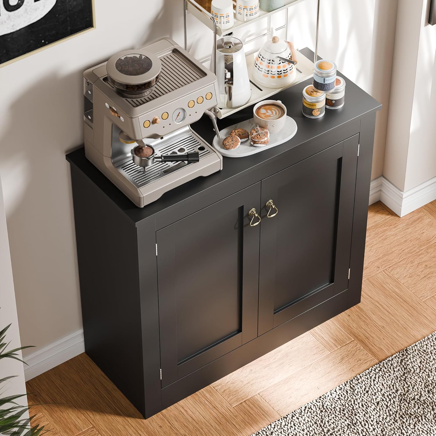 Cozy Castle Gabinete de buffet con almacenamiento  Armario de almacenamiento de cocina, mesa consola de madera, gabinete de café para sala de estar,