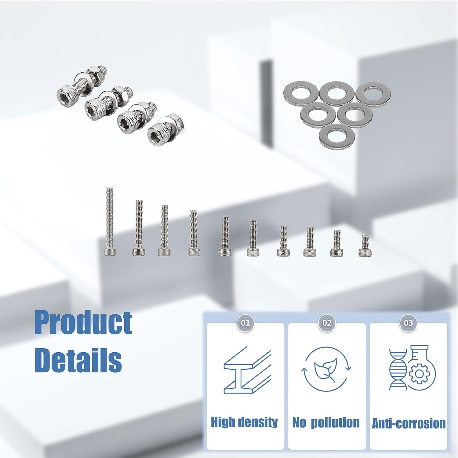 Kit surtido de tornillos métricos, tuercas y arandelas M3, 600 piezas de tornillos hexagonales, tuercas y pernos y arandelas, tornillos de fijación