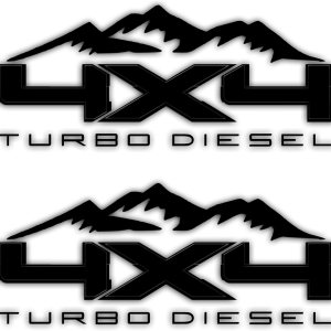 4X4 Turbo Diesel Mountain Bedside Vinyl Decal for Ford Trucks Matte Black 4X4 Turbo Diesel Mountain Bedside Vinyl Decal for Ford Trucks Matte Black